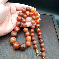 Antique Old Himalayan Indo Tibetan Carnelian Agate Beads Necklace NL7