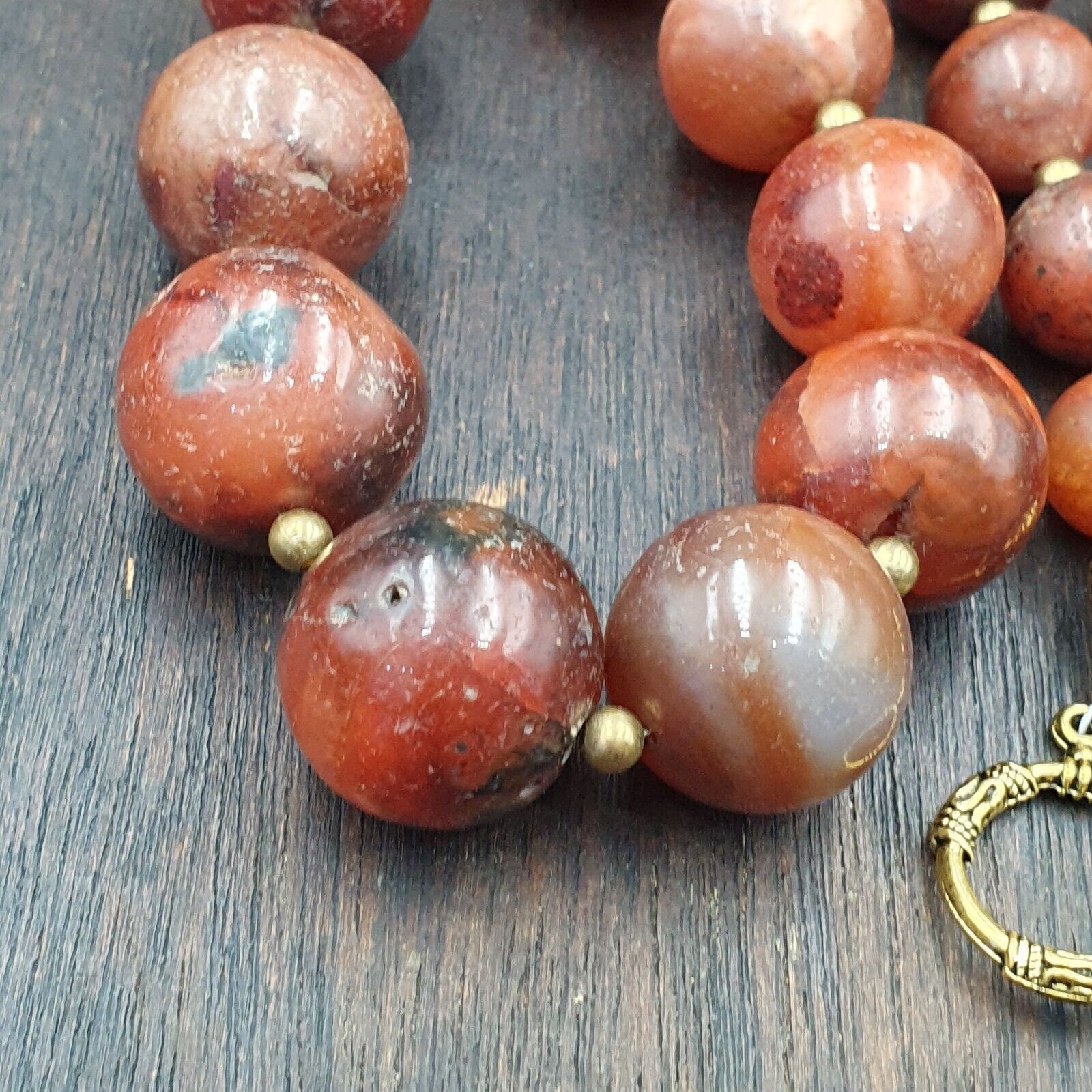 Antique Old Himalayan Indo Tibetan Carnelian Agate Beads Necklace NL-8