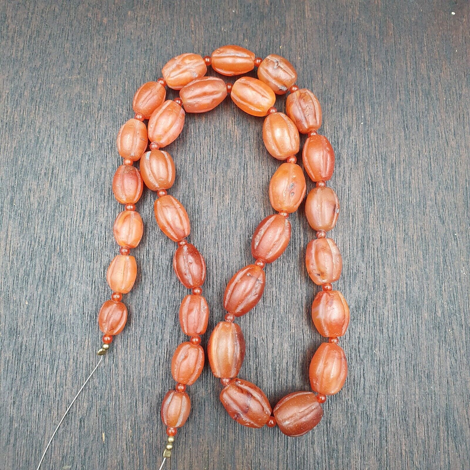 RARE Old antique Indo Tibetan Carnelian Agate Beads Melon Shape Beads necklace