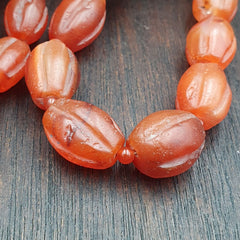RARE Old antique Indo Tibetan Carnelian Agate Beads Melon Shape Beads necklace