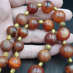 NL-8 Antique Old Himalayan Indo Tibetan Carnelian Agate Beads Necklace