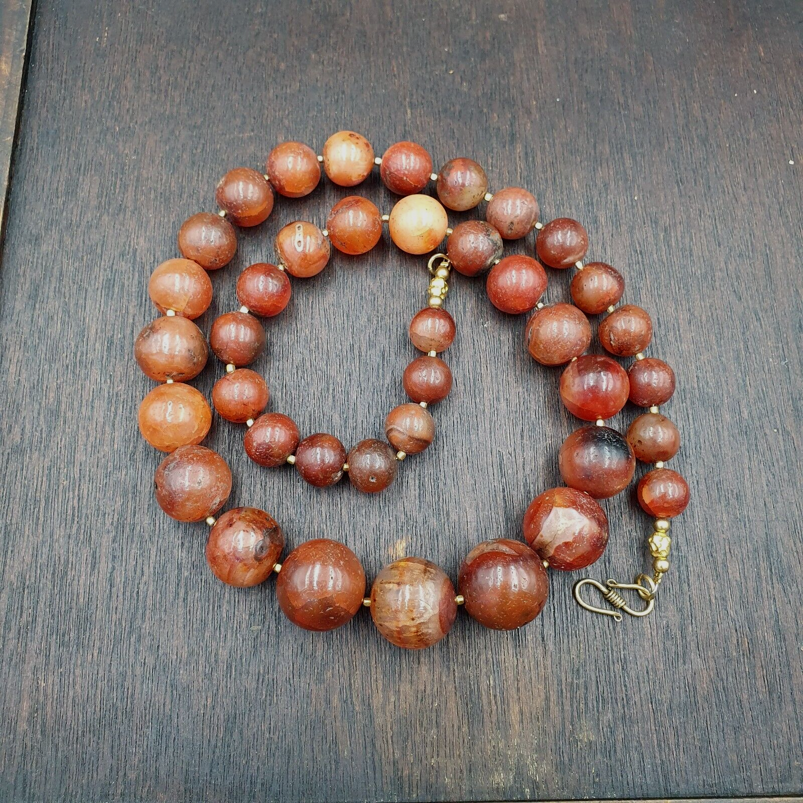 Antique Old Himalayan Indo Tibetan Carnelian Agate Beads Necklace NL7