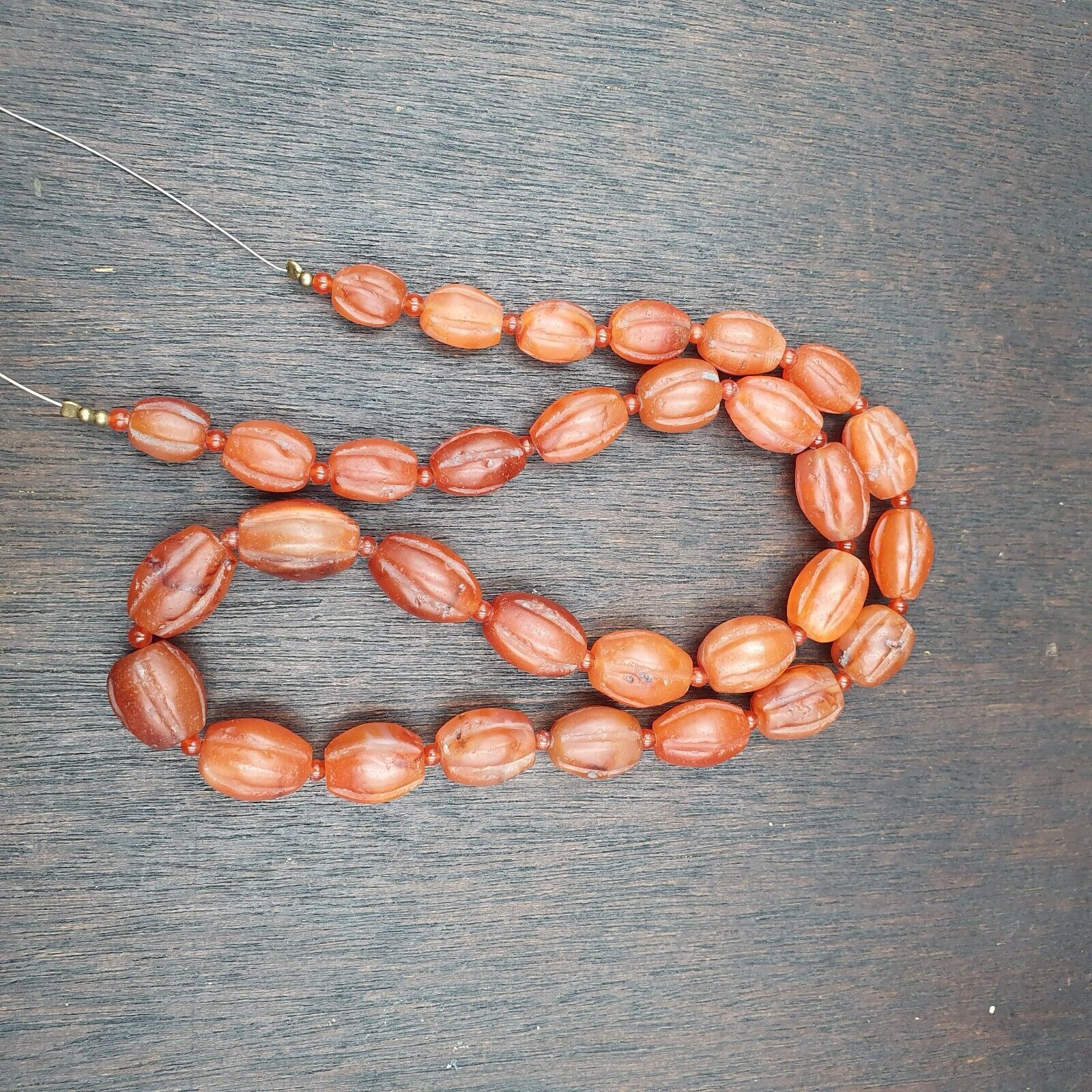 RARE Old antique Indo Tibetan Carnelian Agate Beads Melon Shape Beads necklace