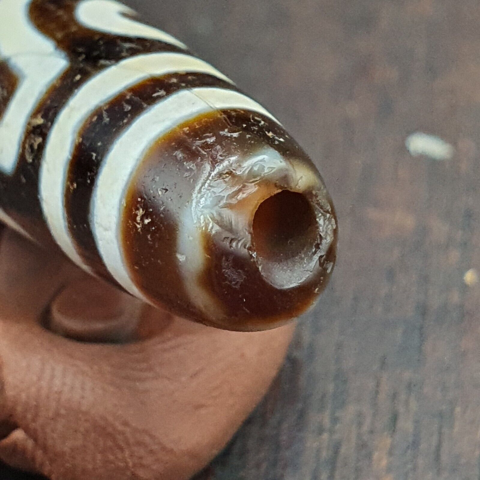 Himalayan Indo Tibetan Pure 6 Eyes Dzi Amulet Pendant Bead