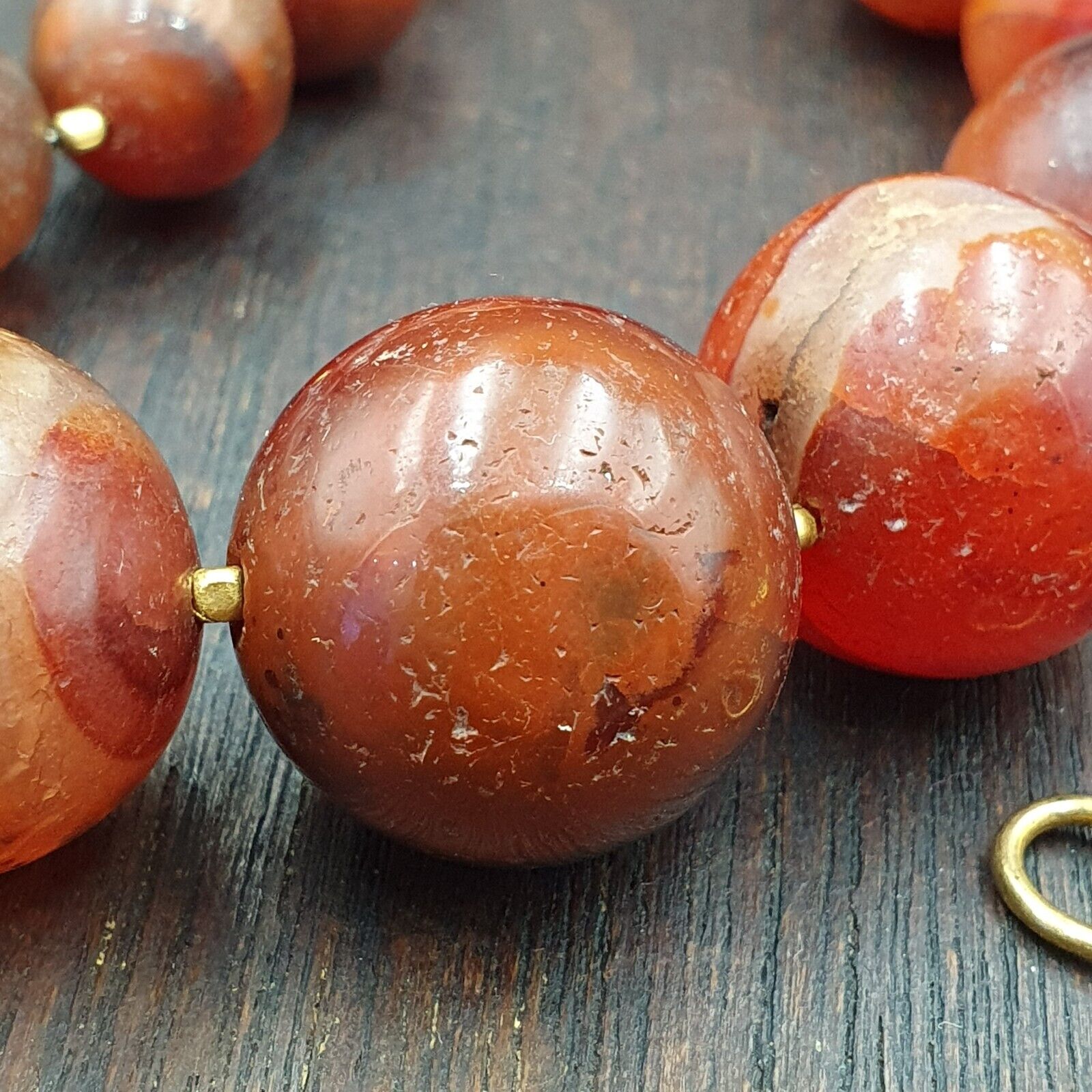 Antique Old Himalayan Indo Tibetan Carnelian Agate Beads Necklace NL7