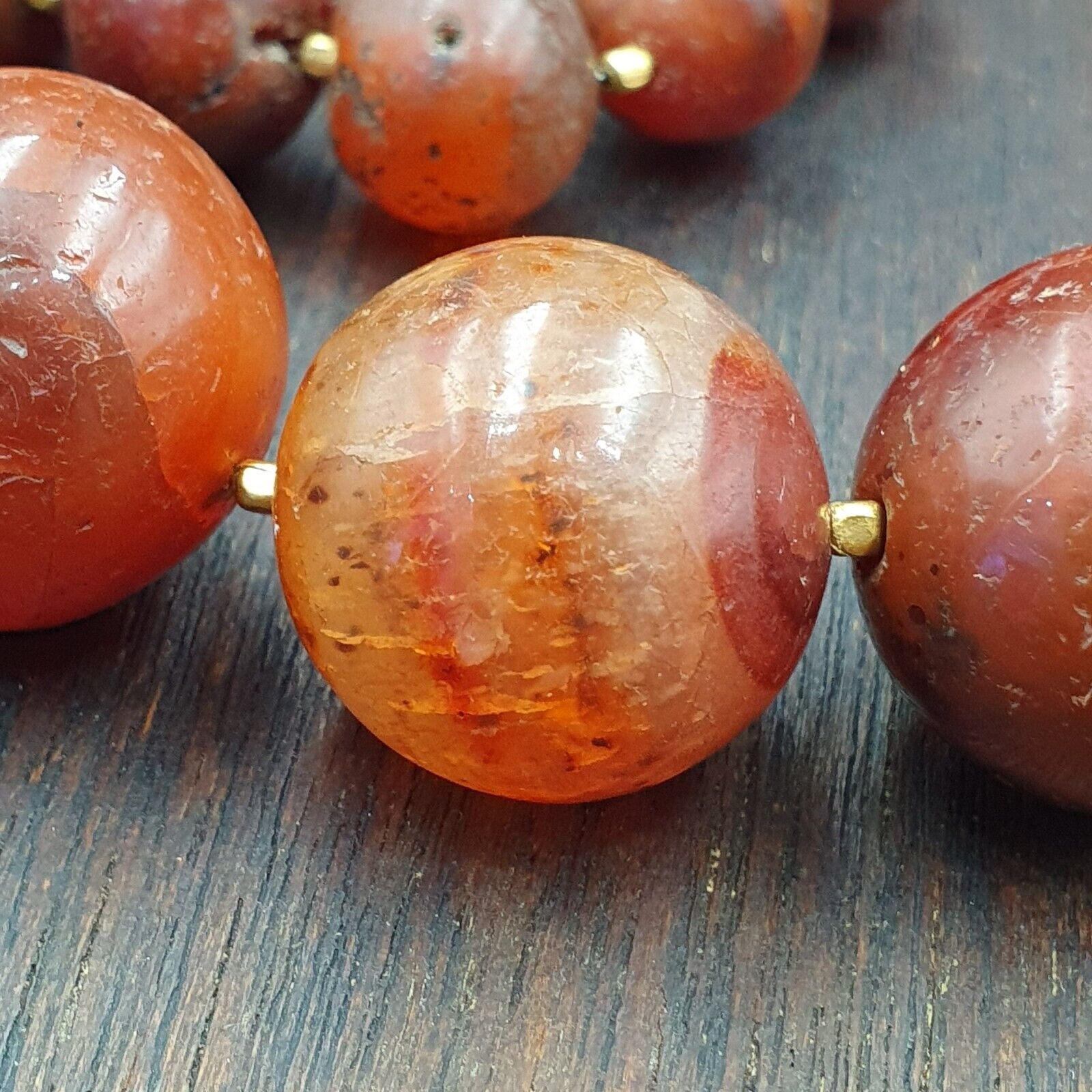 Antique Old Himalayan Indo Tibetan Carnelian Agate Beads Necklace NL7