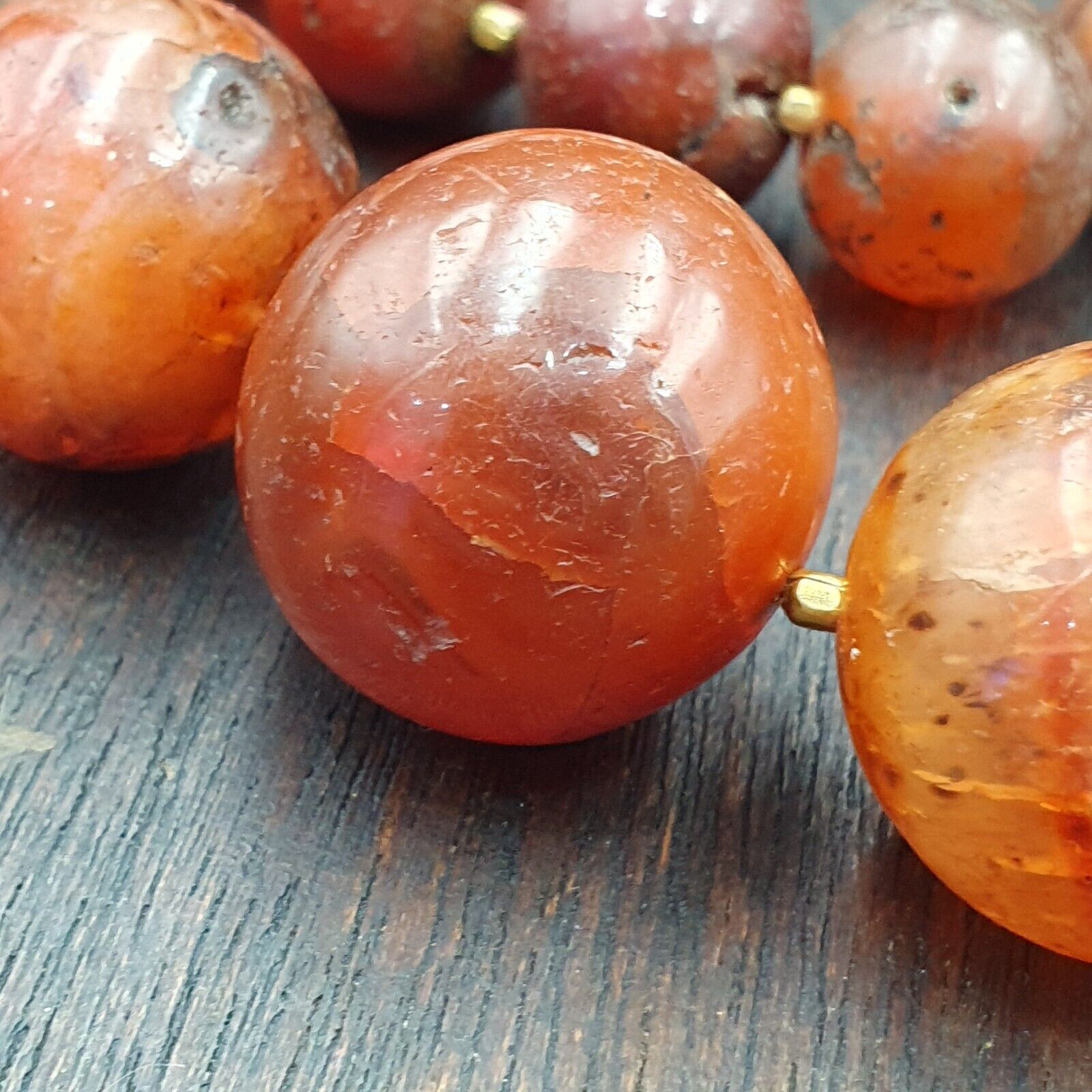 Antique Old Himalayan Indo Tibetan Carnelian Agate Beads Necklace NL7