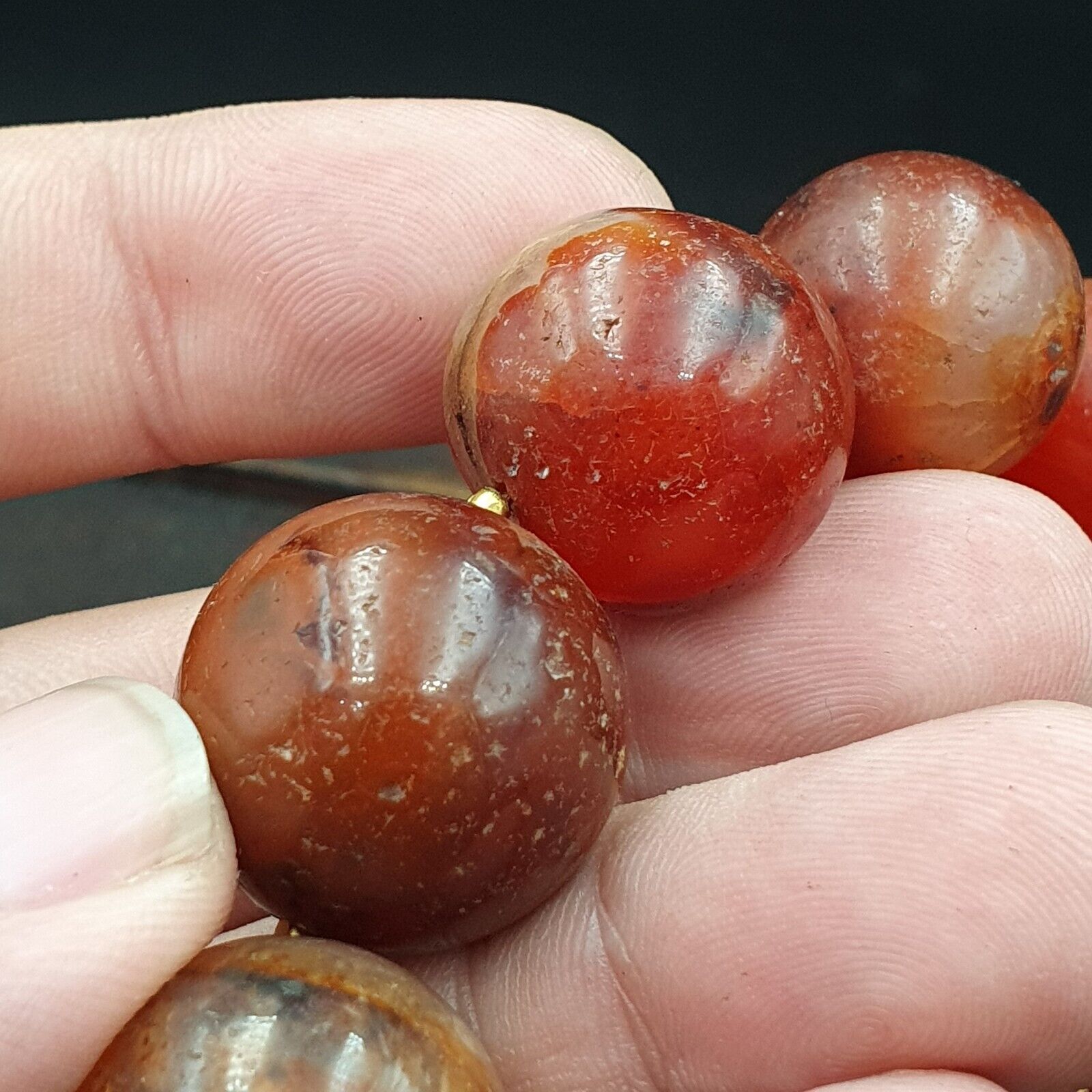 Antique Old Himalayan Indo Tibetan Carnelian Agate Beads Necklace NL7