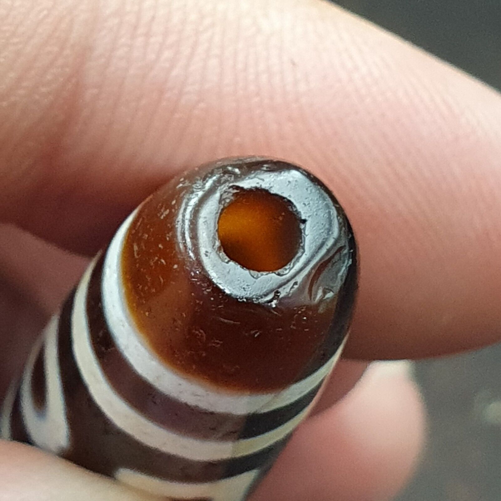 Himalayan Indo Tibetan Pure 6 Eyes Dzi Amulet Pendant Bead