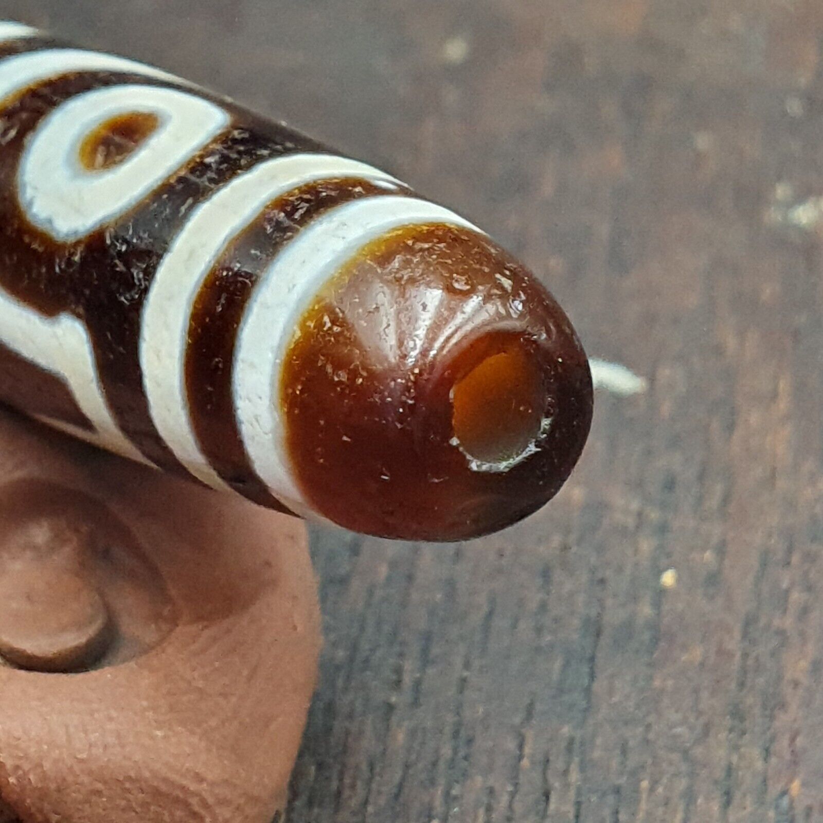 Himalayan Indo Tibetan Pure 6 Eyes Dzi Amulet Pendant Bead