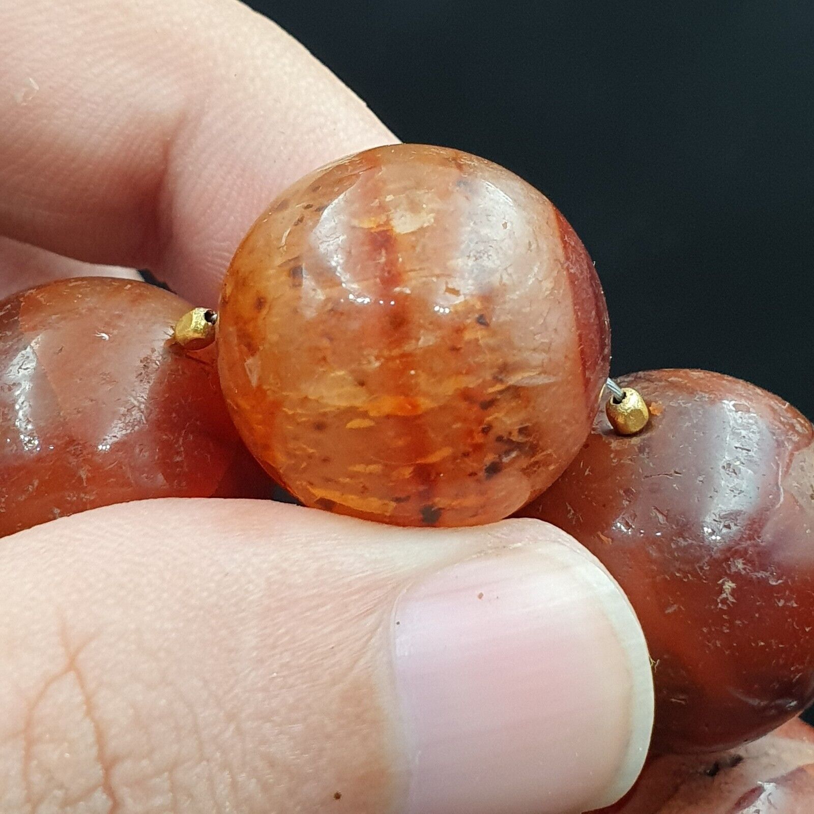 Antique Old Himalayan Indo Tibetan Carnelian Agate Beads Necklace NL7