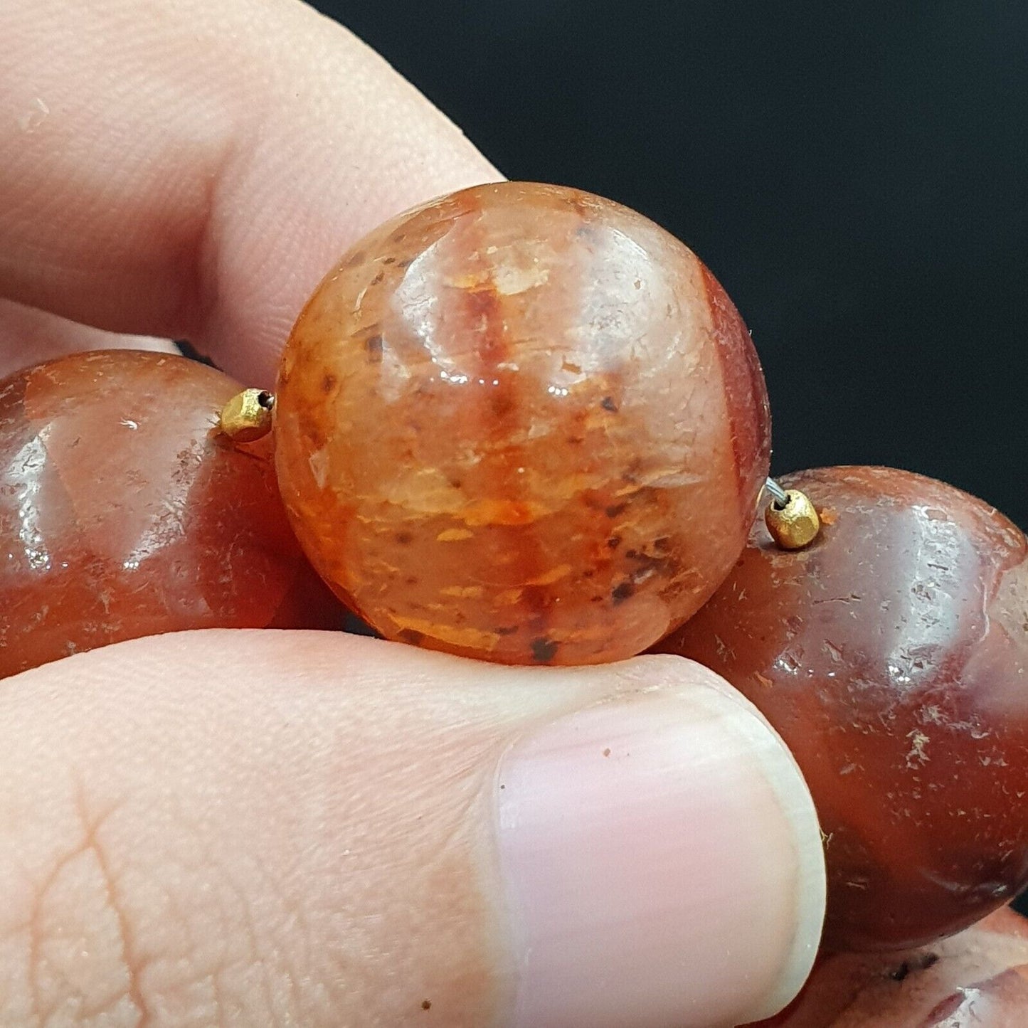 古董老喜馬拉雅印度藏紅玉髓瑪瑙珠項鍊 NL7