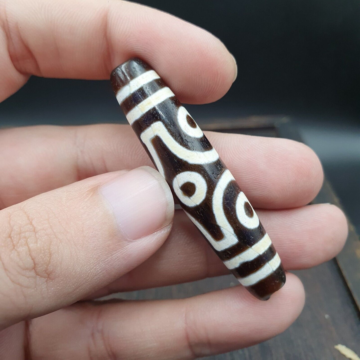 喜馬拉雅印度藏純 6 眼天珠護身符吊墜珠