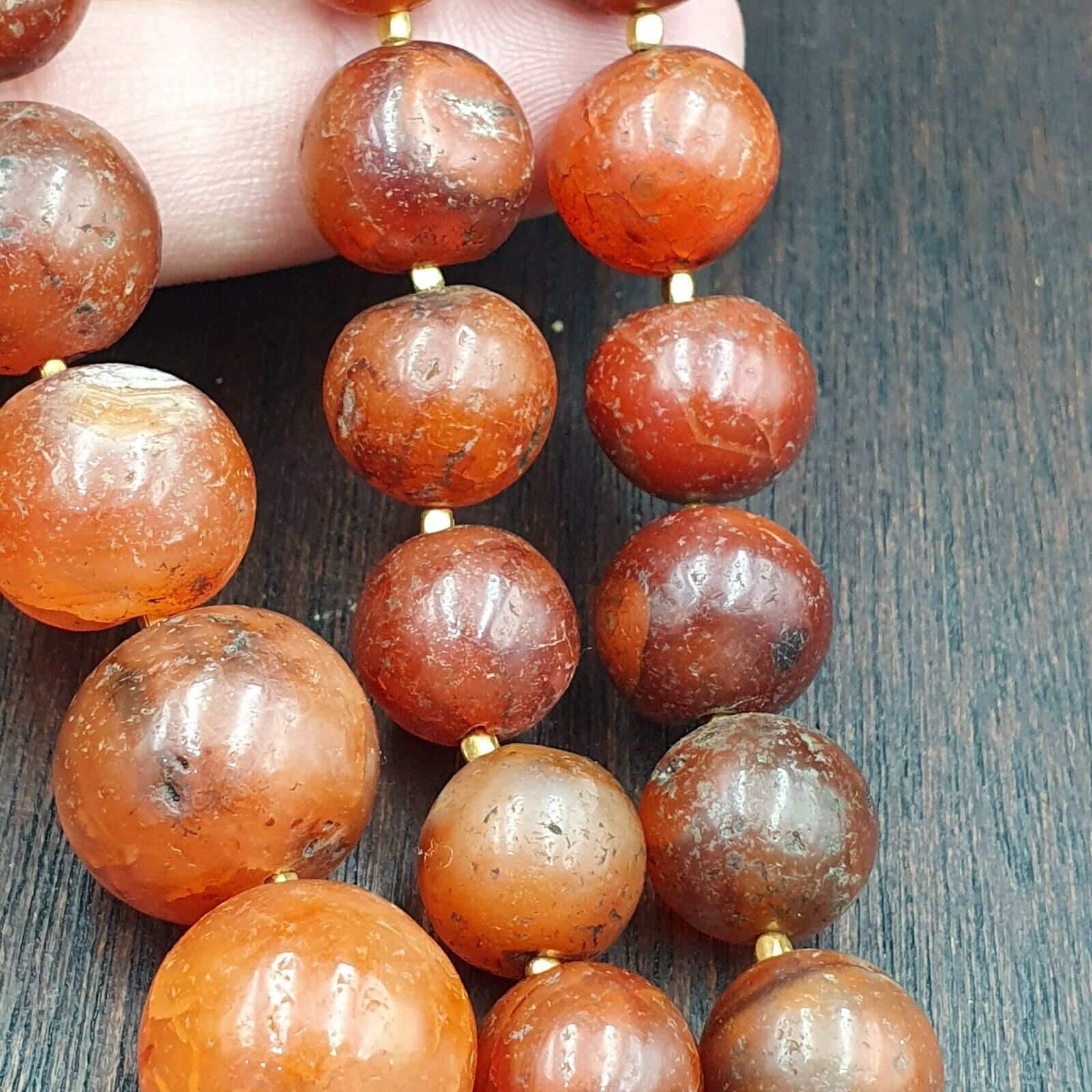 Antique Old Himalayan Indo Tibetan Carnelian Agate Beads Necklace NL7