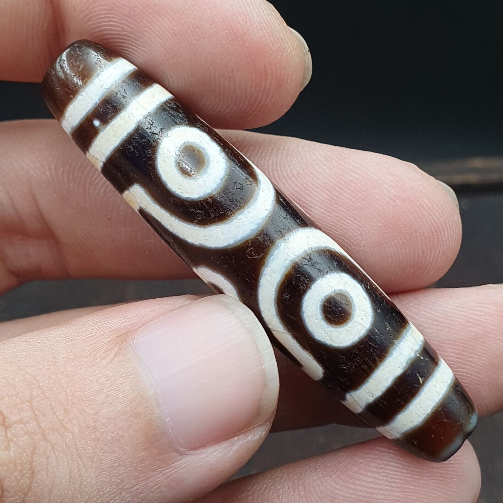 Himalayan Indo Tibetan Pure 6 Eyes Dzi Amulet Pendant Bead