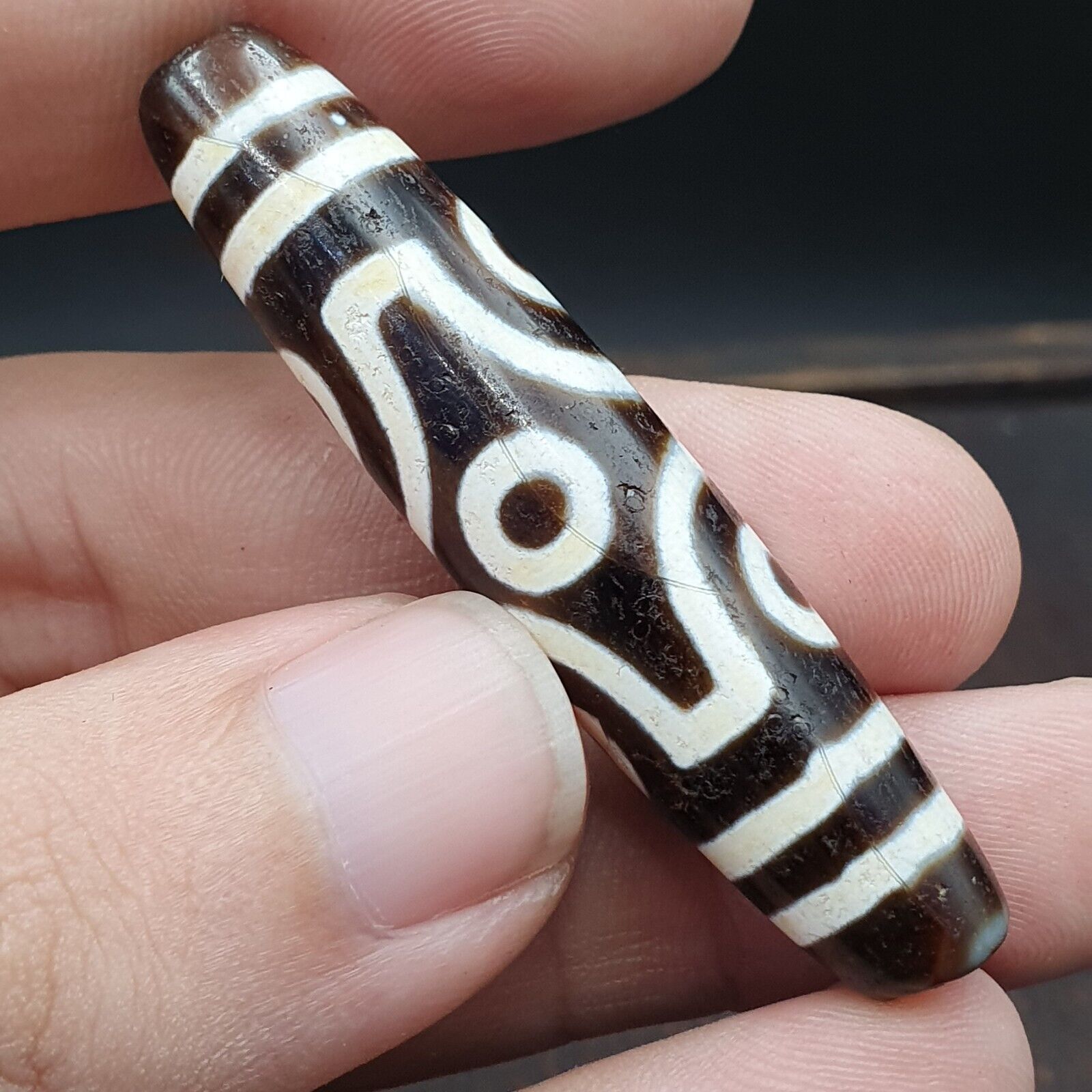 Himalayan Indo Tibetan Pure 6 Eyes Dzi Amulet Pendant Bead