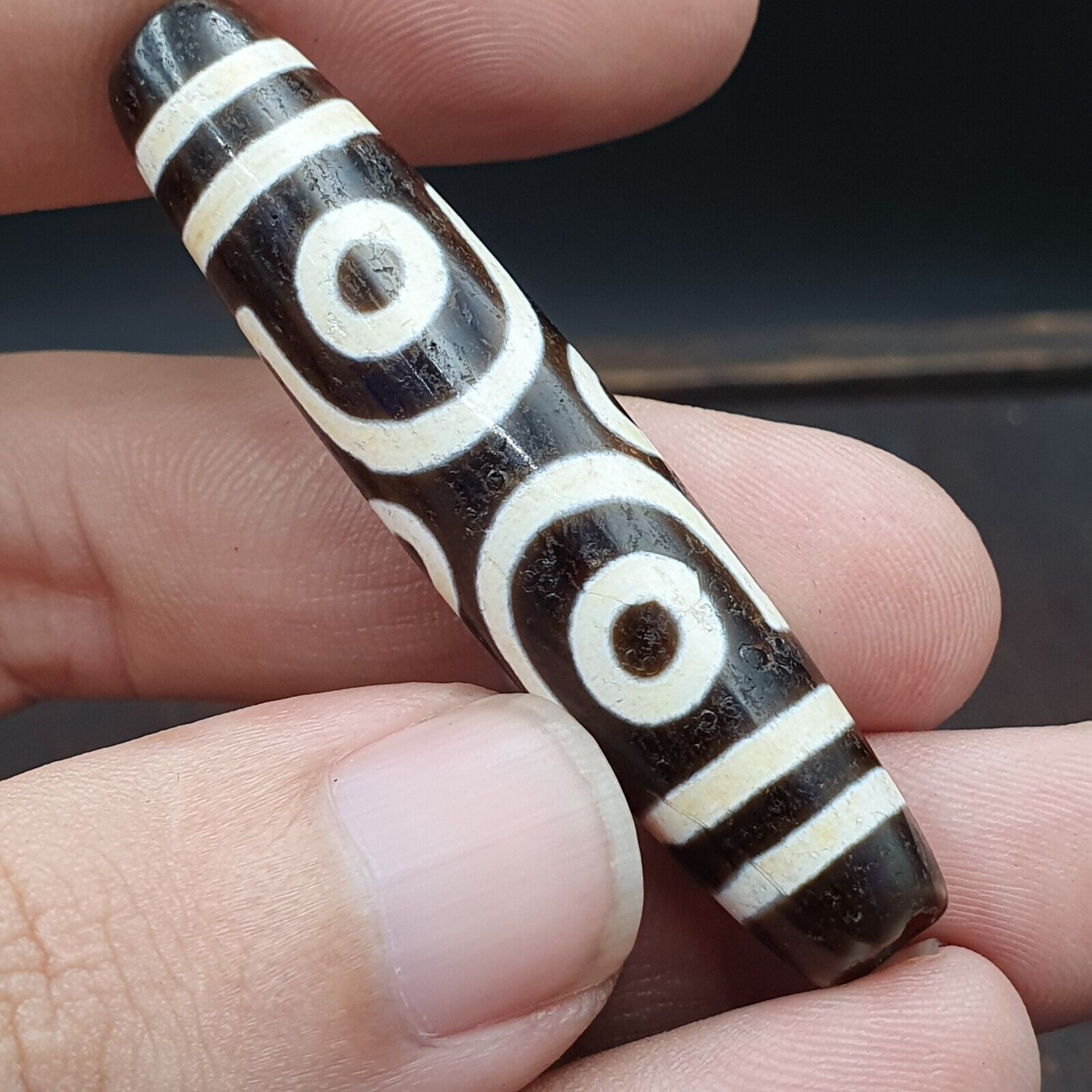 Himalayan Indo Tibetan Pure 6 Eyes Dzi Amulet Pendant Bead