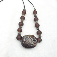 Antique Tibetan Chinese Himalayan Carving Agate Pendent Amulet Bead #33