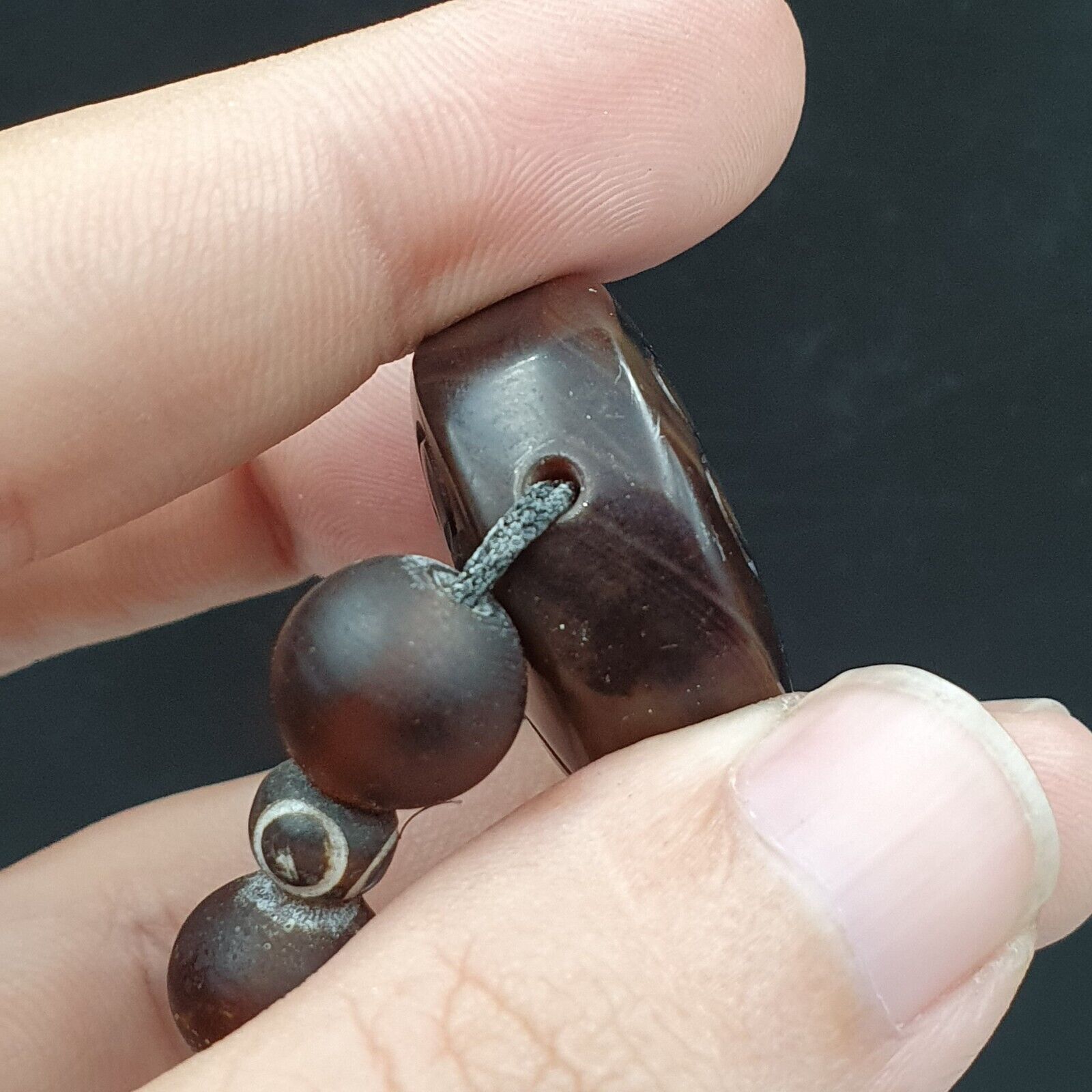 Antique Tibetan Chinese Himalayan Carving Agate Pendent Amulet Bead #33