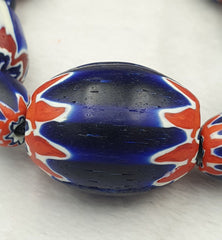 335g Venetian Style Trade Beads Blue Chevron Glass Beads Long necklace