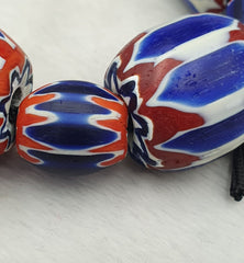 335g Venetian Style Trade Beads Blue Chevron Glass Beads Long necklace