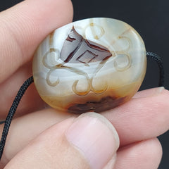 Antique Tibetan Chinese Himalayan Carving Agate Pendent Amulet Bead #36