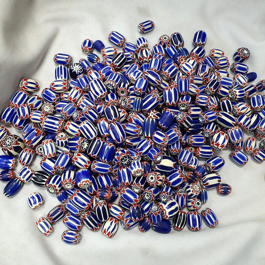 3.8kg Lot Antique Venetian inspired Blue Glass Chevron Beads For Jewelry making