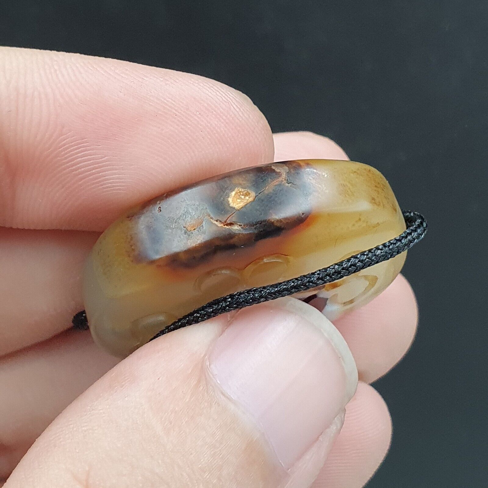 Antique Tibetan Chinese Himalayan Carving Agate Pendent Amulet Bead #36