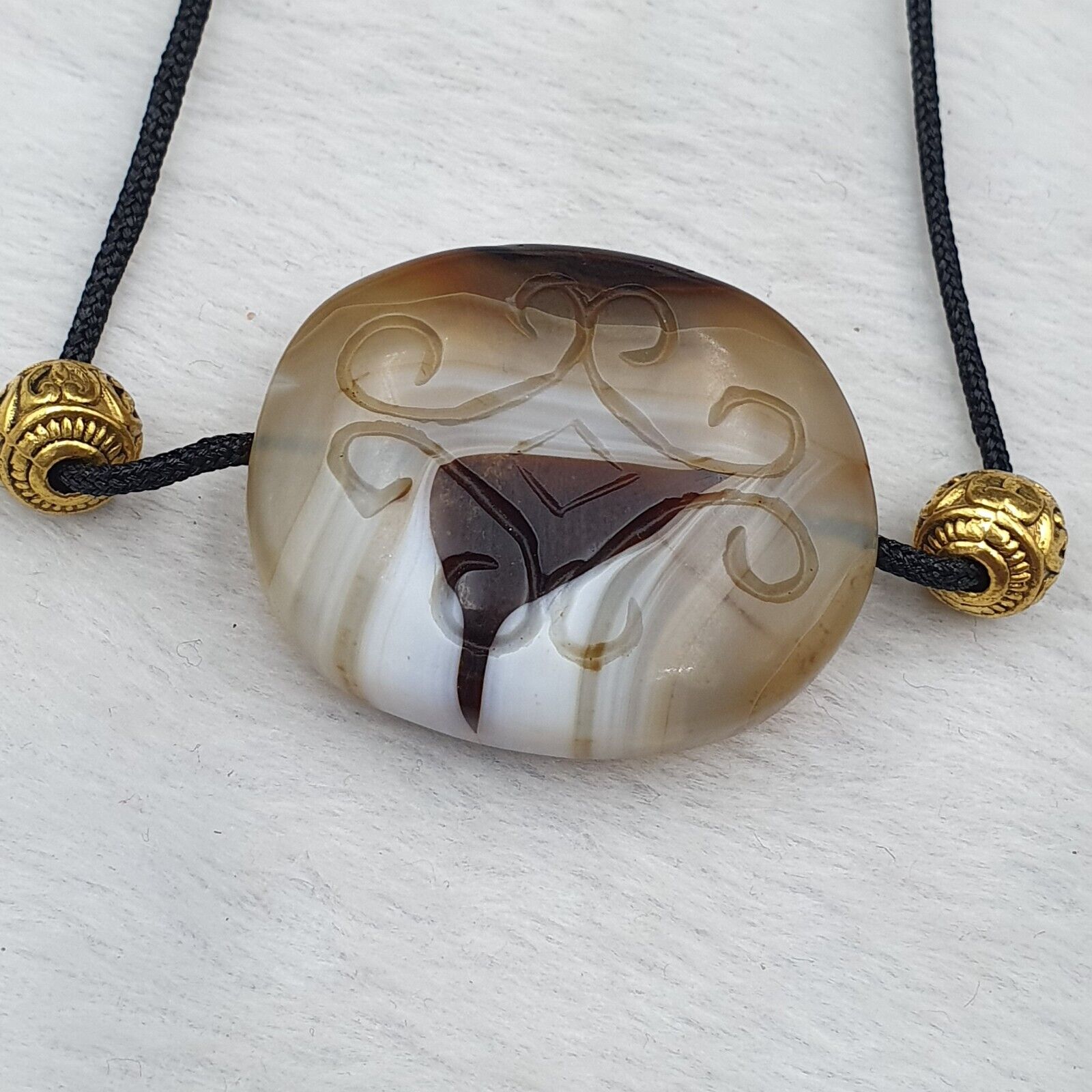 Antique Tibetan Chinese Himalayan Carving Agate Pendent Amulet Bead #36