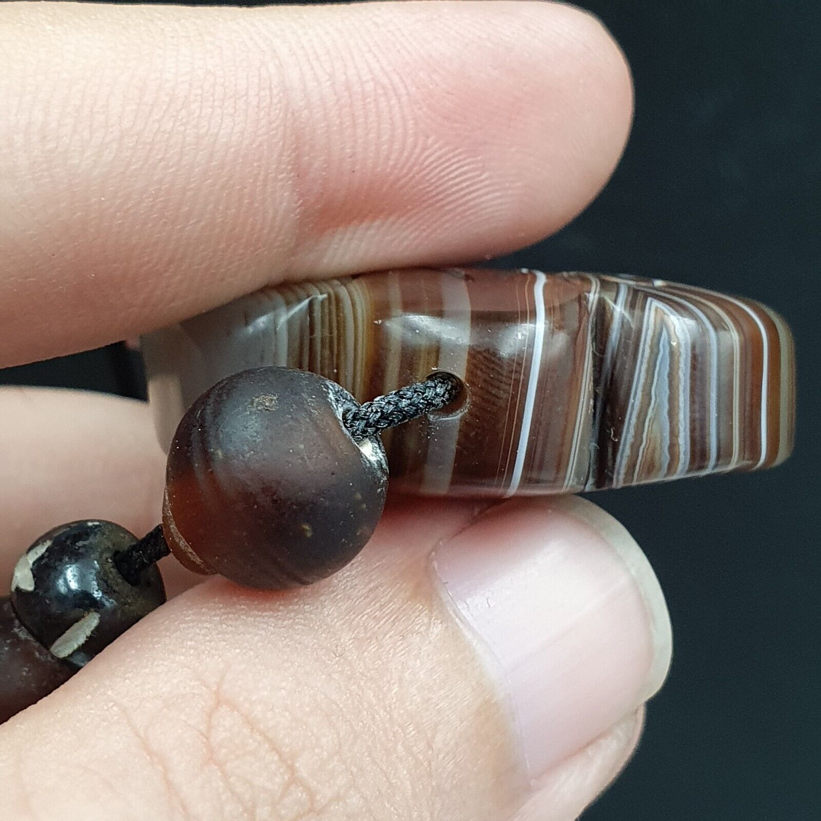 Antique Tibetan Chinese Himalayan Carving Agate Pendent Amulet Bead #35