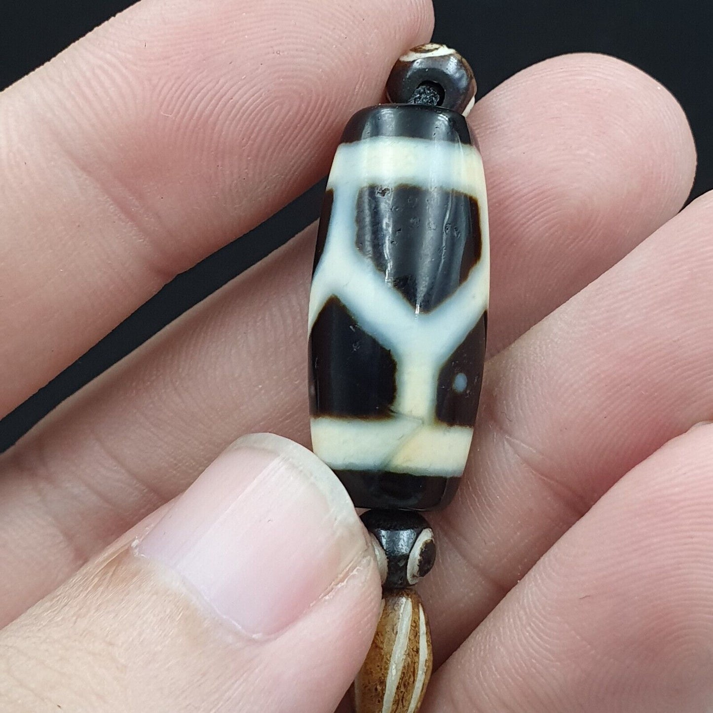 復古喜馬拉雅印度西藏罕見眼睛線條圖案天珠靈性護身符珠