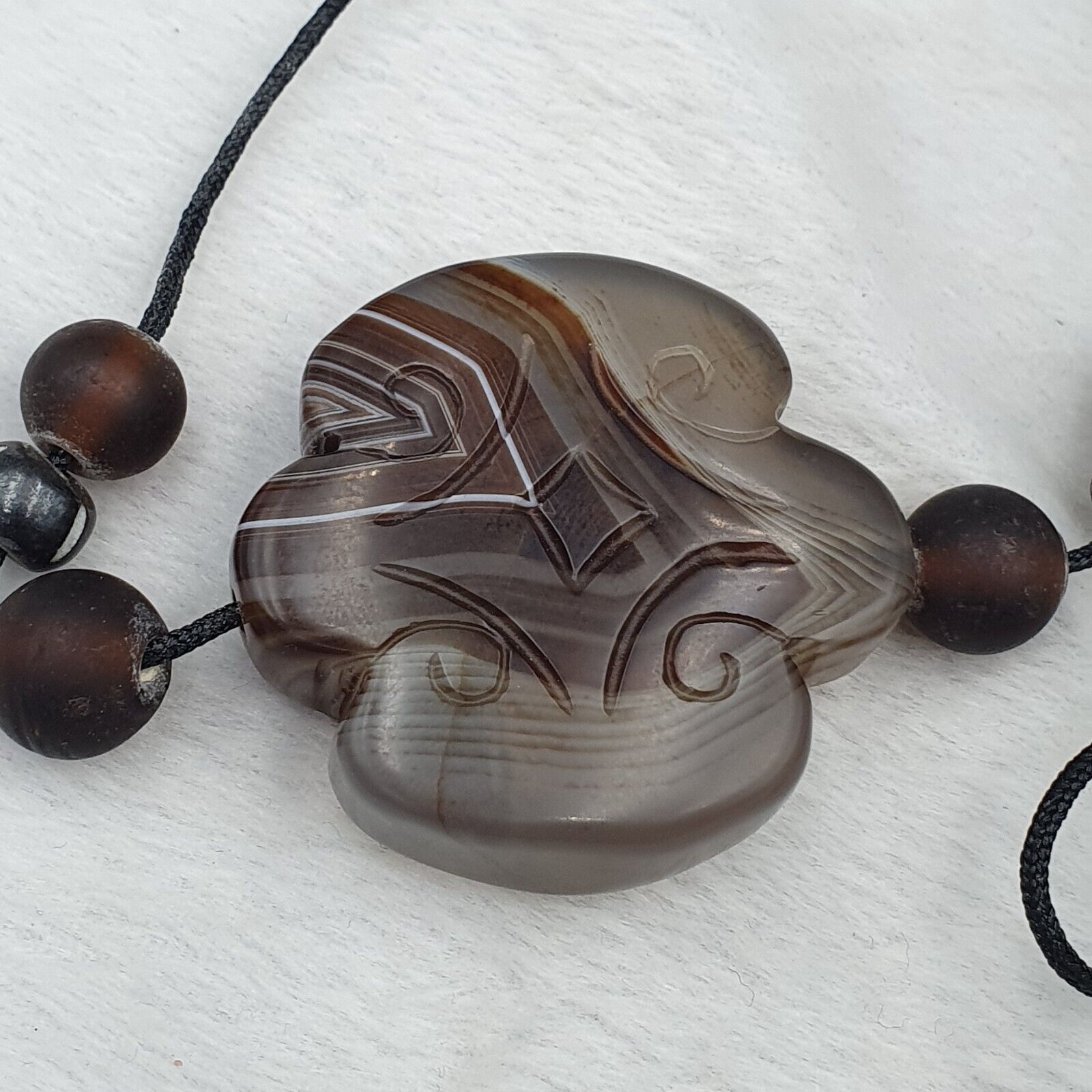 Antique Tibetan Chinese Himalayan Carving Agate Pendent Amulet Bead #35