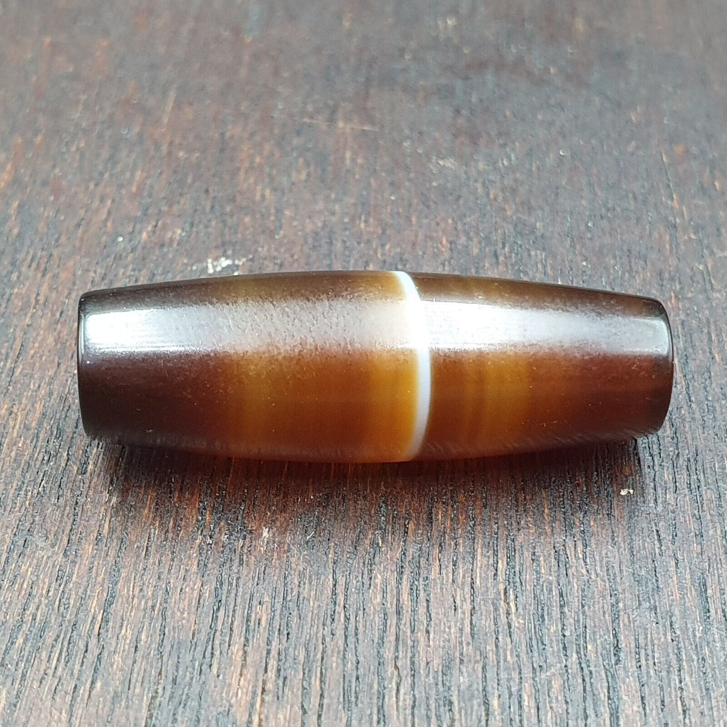 Antiker alter jemenitischer Achat, natürliches, seltenes Muster, gebänderte Achatperle, 35,9 mm, BD-10