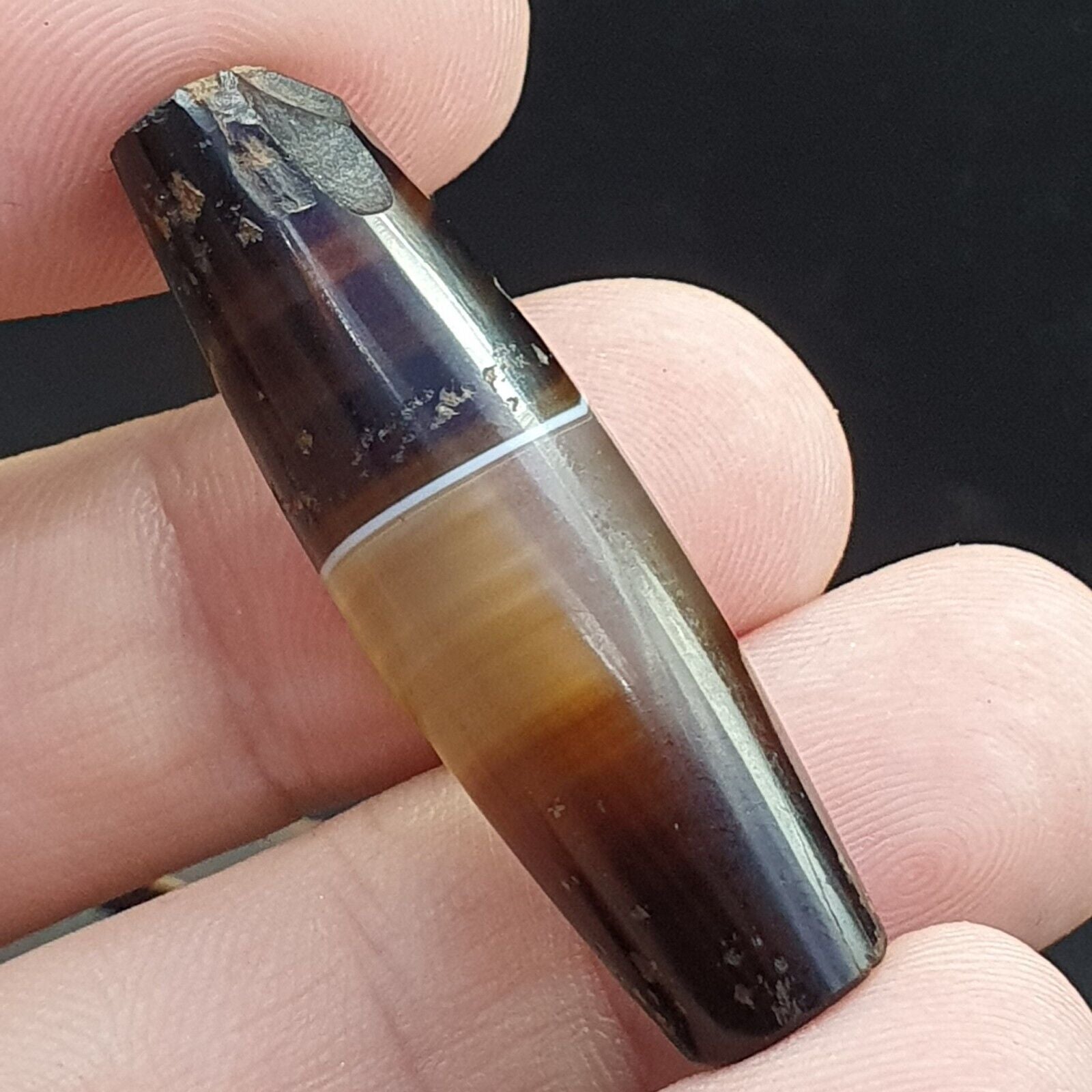Antique Old Yemeni Agate Natural Rare pattern Banded Agate Bead 37.3mm BD-7-1