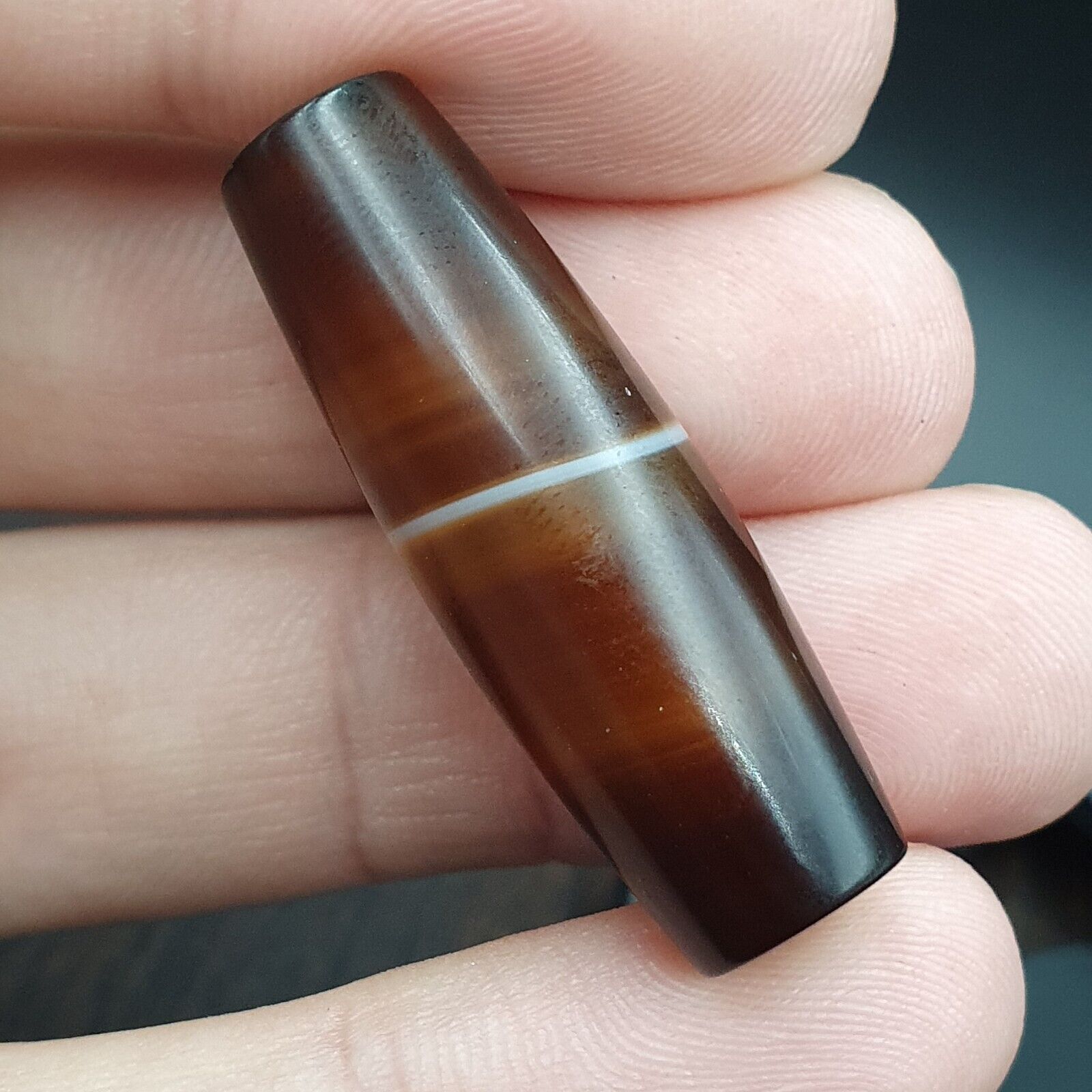 Antique Old Yemeni Agate Natural Rare pattern Banded Agate Bead 35.9mm BD-10