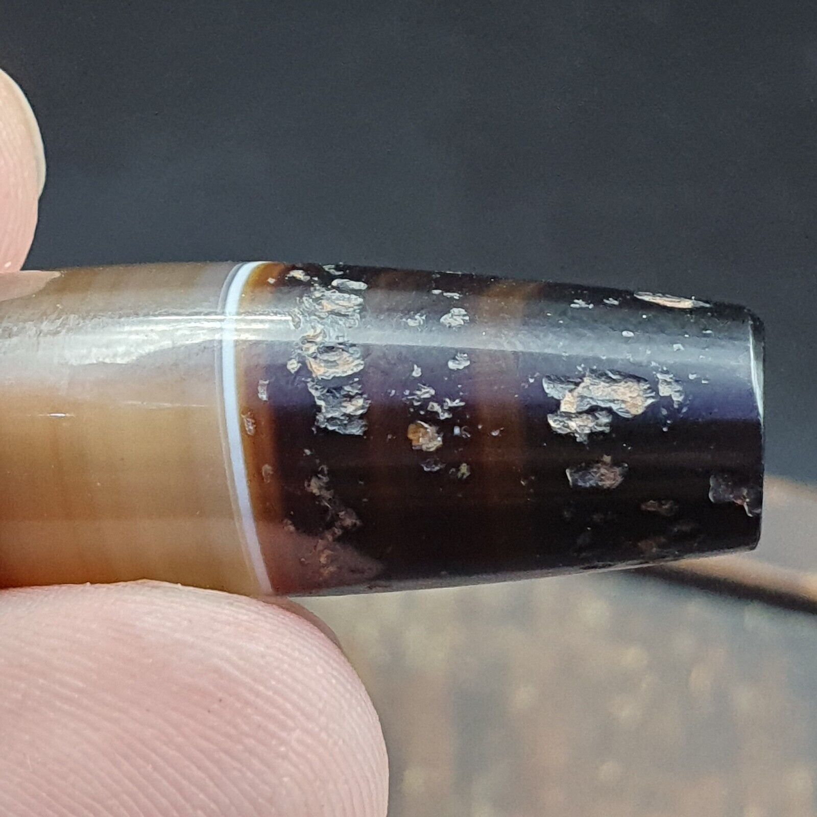 Antique Old Yemeni Agate Natural Rare pattern Banded Agate Bead 37.3mm BD-7-1