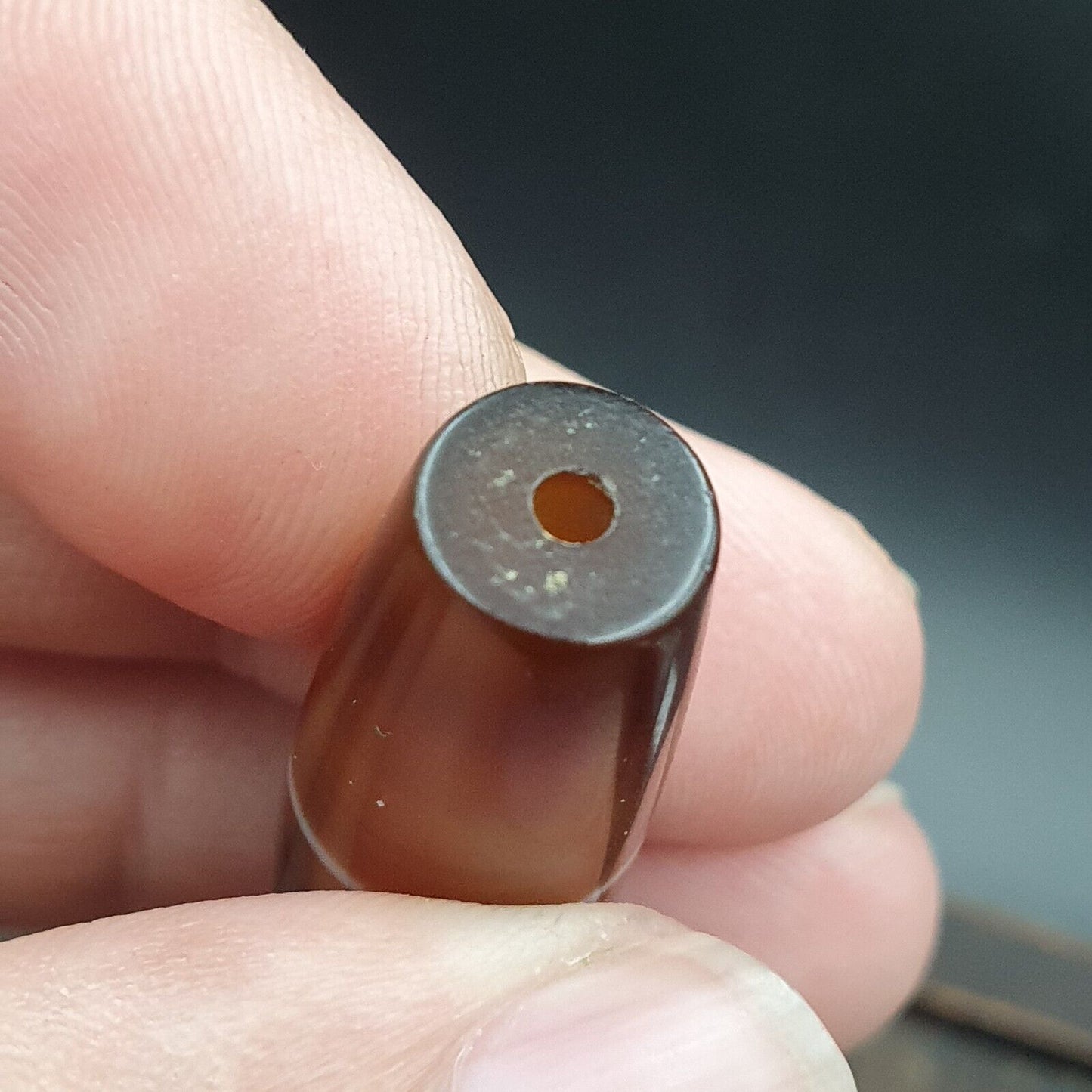 Antiker alter jemenitischer Achat, natürliches, seltenes Muster, gebänderte Achatperle, 35,9 mm, BD-10