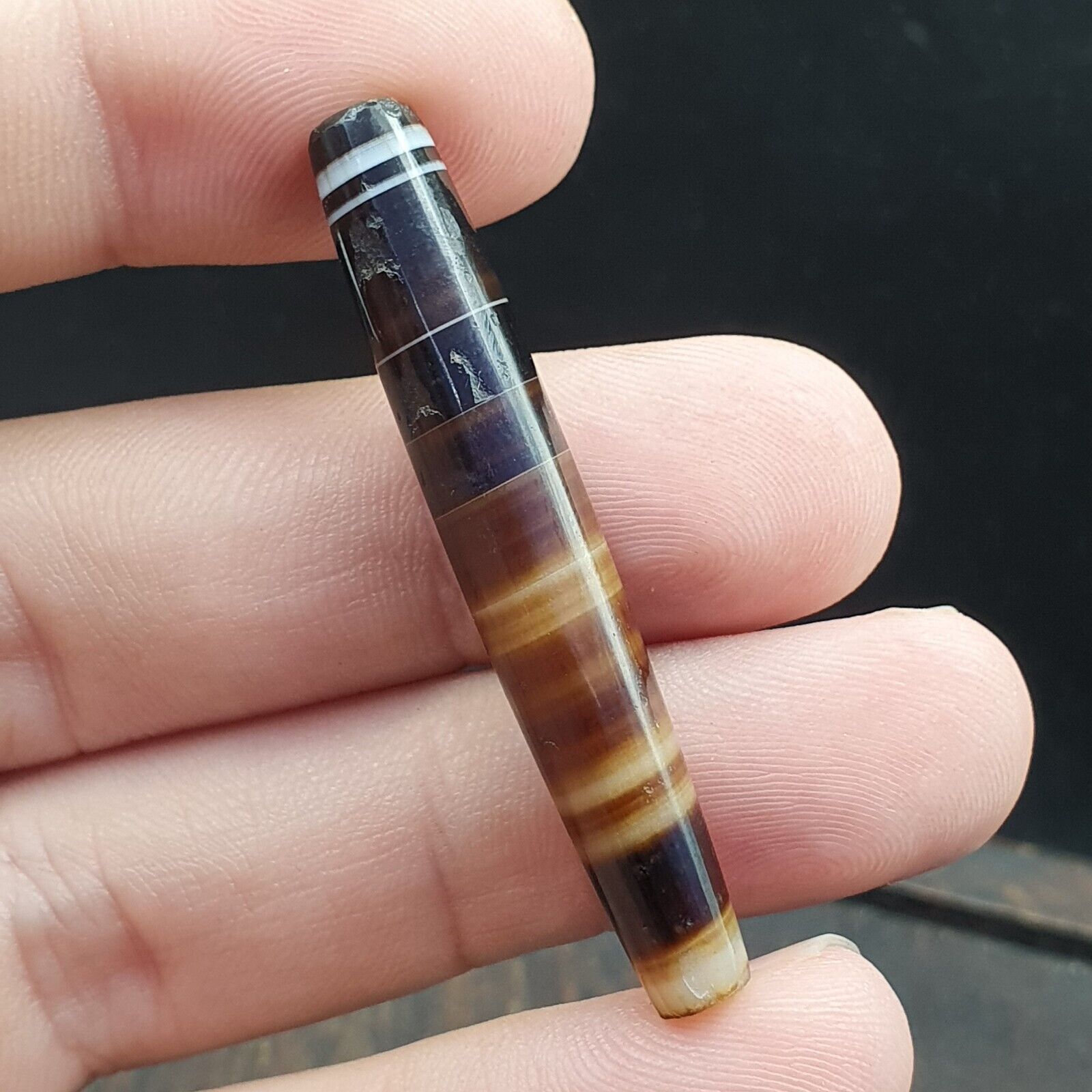 Antique Old Yemeni Agate Natural Rare pattern Banded Agate Bead 50mm BD-7-5