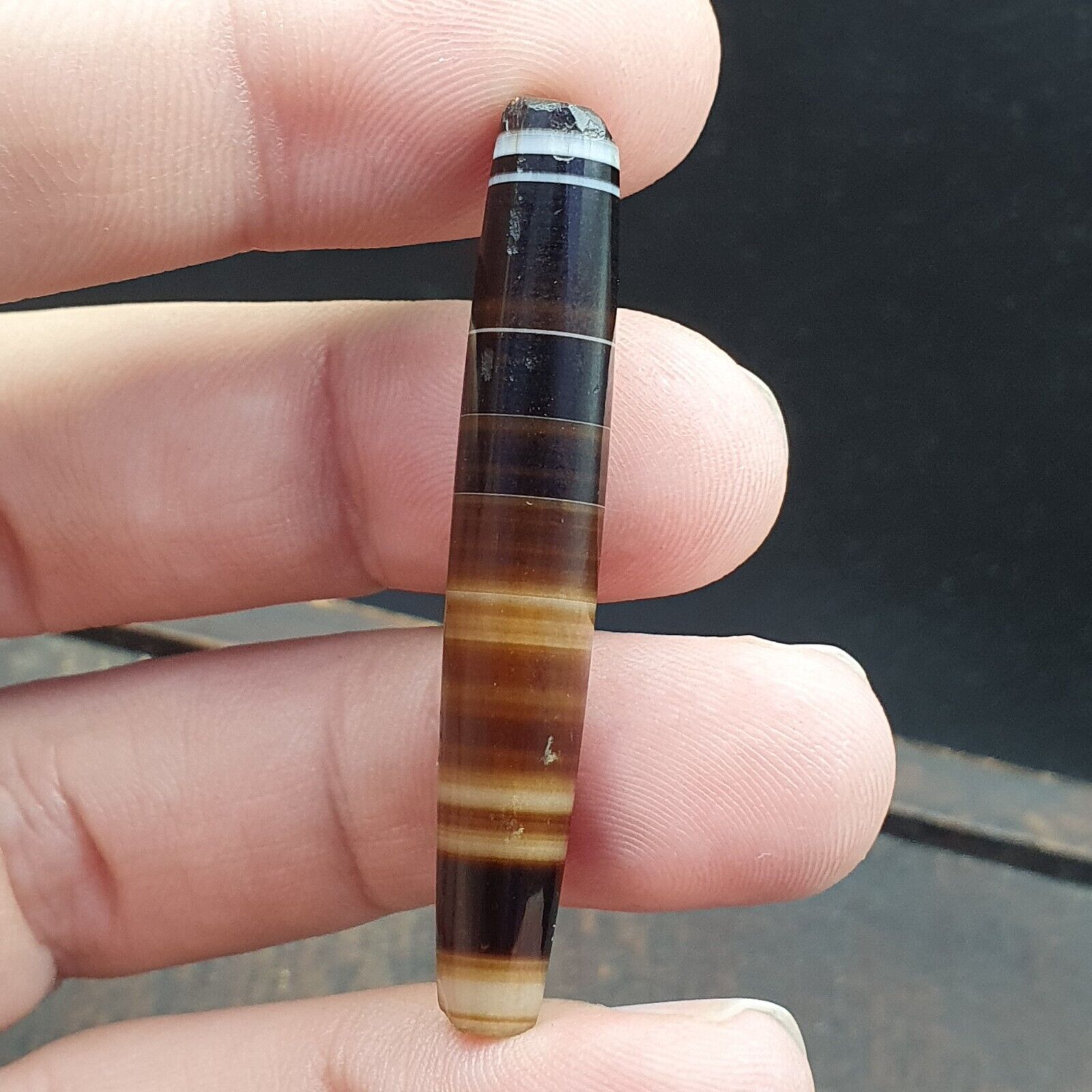 Antique Old Yemeni Agate Natural Rare pattern Banded Agate Bead 50mm BD-7-5