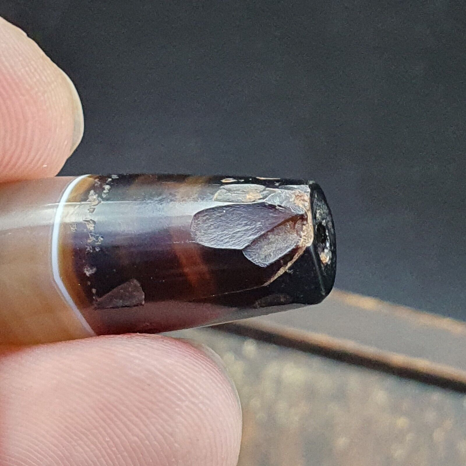 Antique Old Yemeni Agate Natural Rare pattern Banded Agate Bead 37.3mm BD-7-1