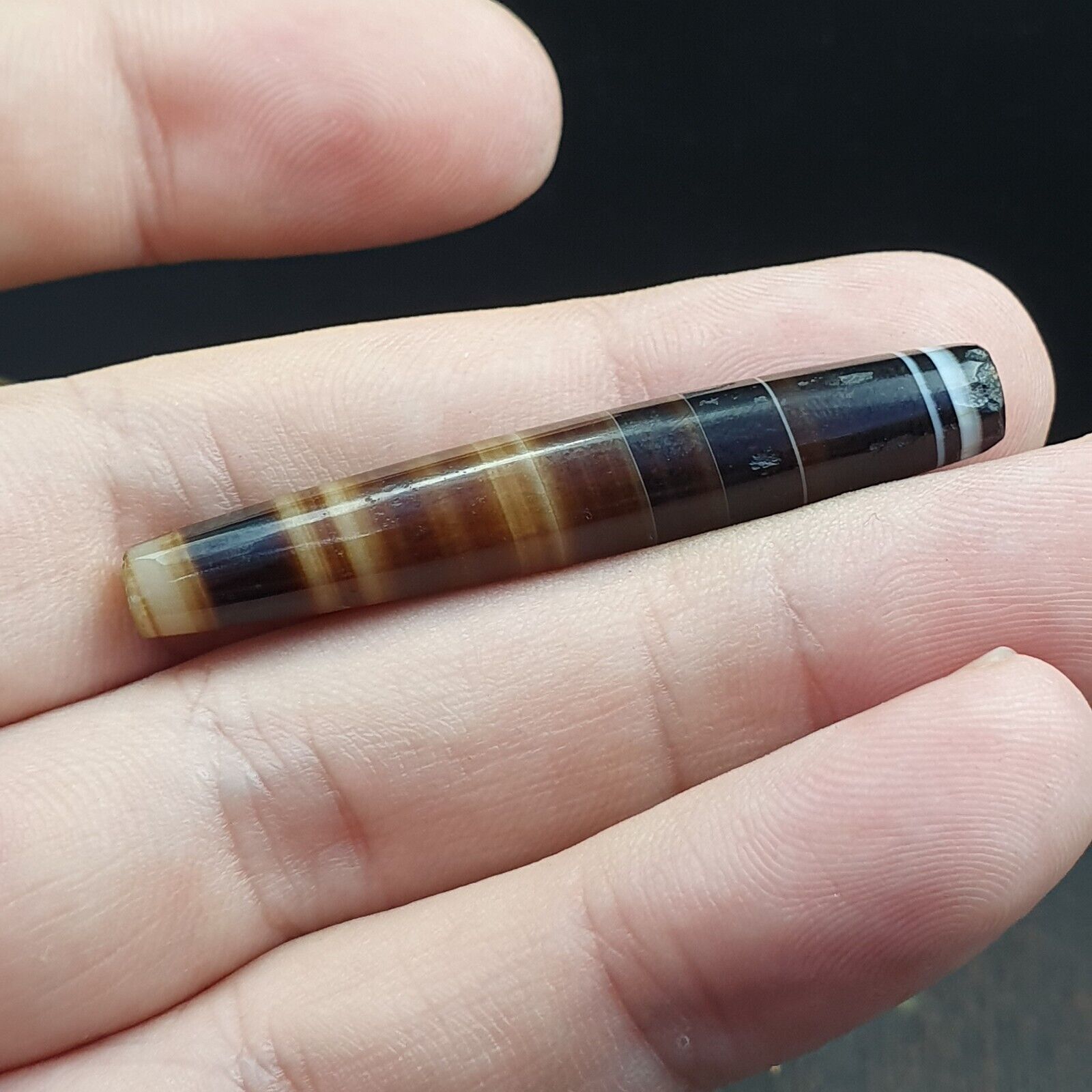 Antique Old Yemeni Agate Natural Rare pattern Banded Agate Bead 50mm BD-7-5
