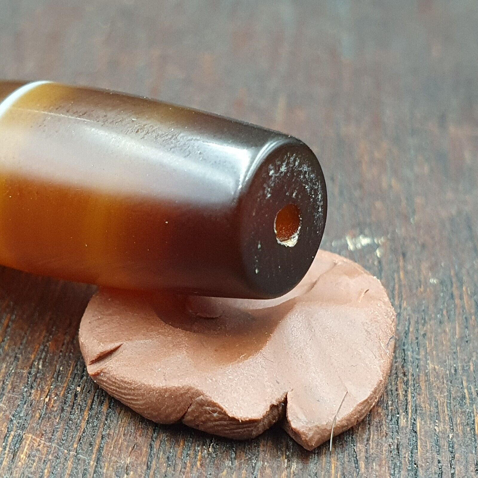 Antique Old Yemeni Agate Natural Rare pattern Banded Agate Bead 35.9mm BD-10