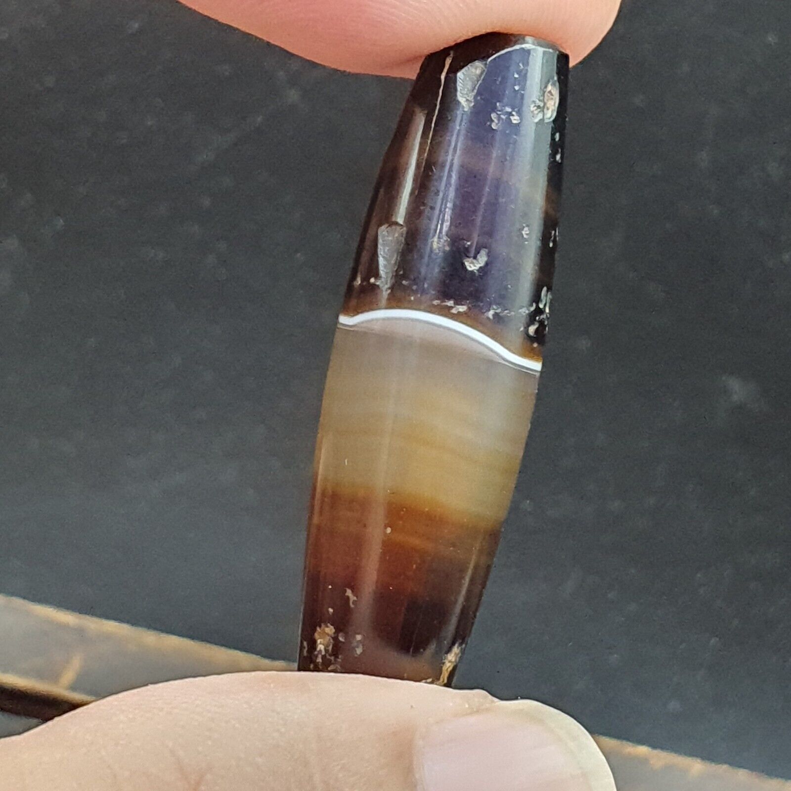 Antique Old Yemeni Agate Natural Rare pattern Banded Agate Bead 37.3mm BD-7-1