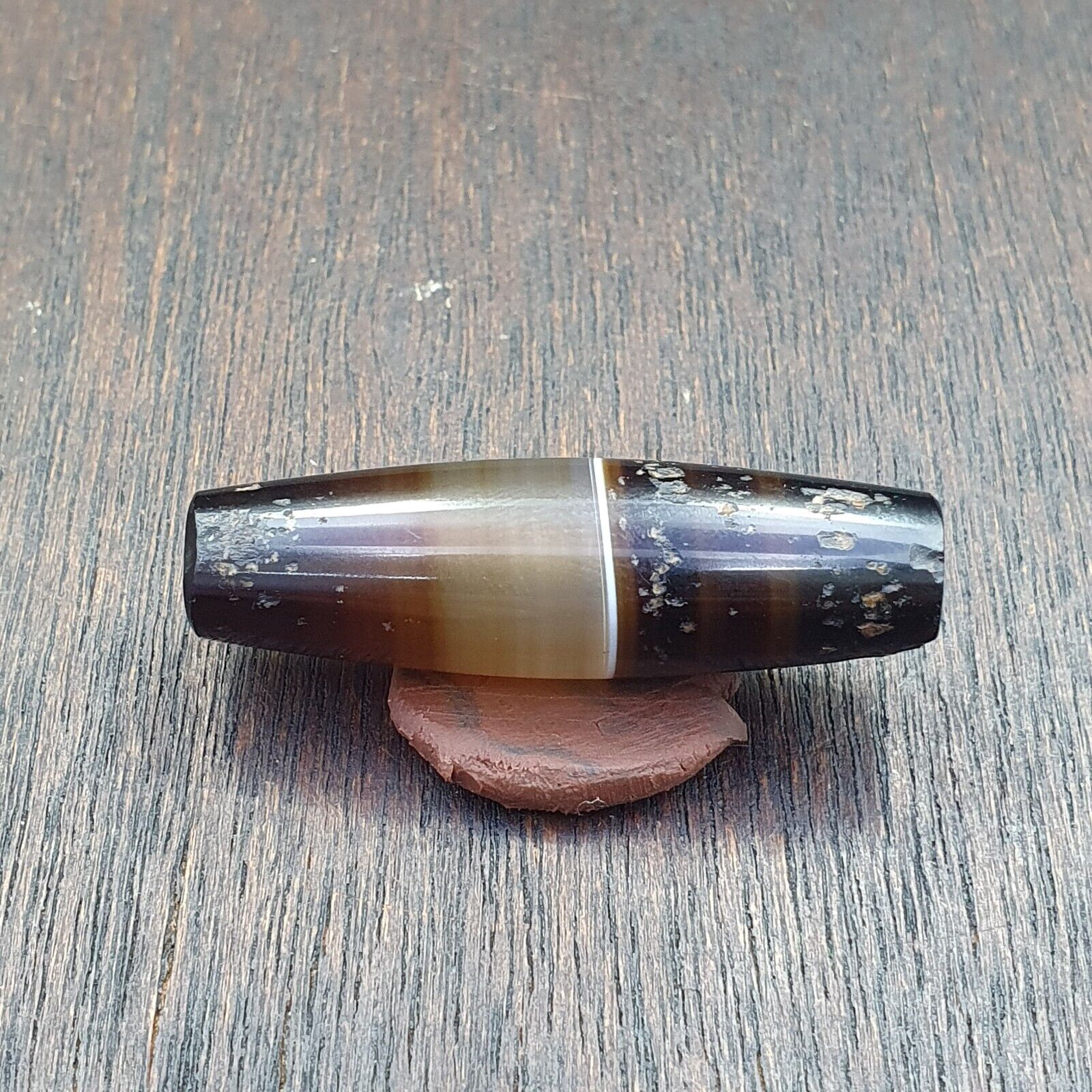 Antique Old Yemeni Agate Natural Rare pattern Banded Agate Bead 37.3mm BD-7-1