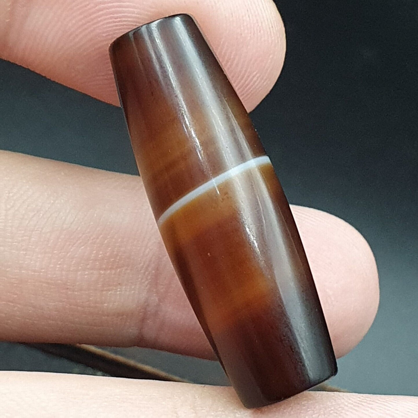 Antiker alter jemenitischer Achat, natürliches, seltenes Muster, gebänderte Achatperle, 35,9 mm, BD-10