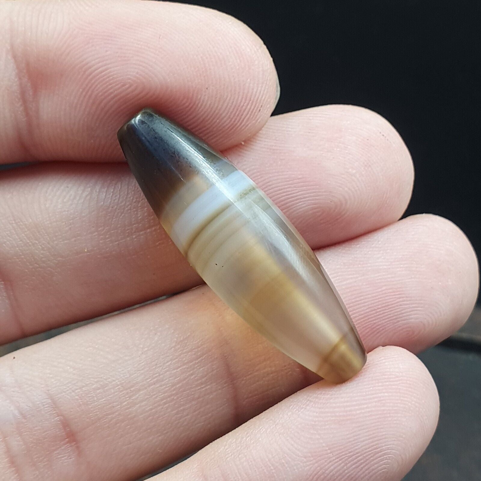 Antique Old Yemeni Agate Natural Rare pattern Banded Agate Bead 36mm BD-7-4