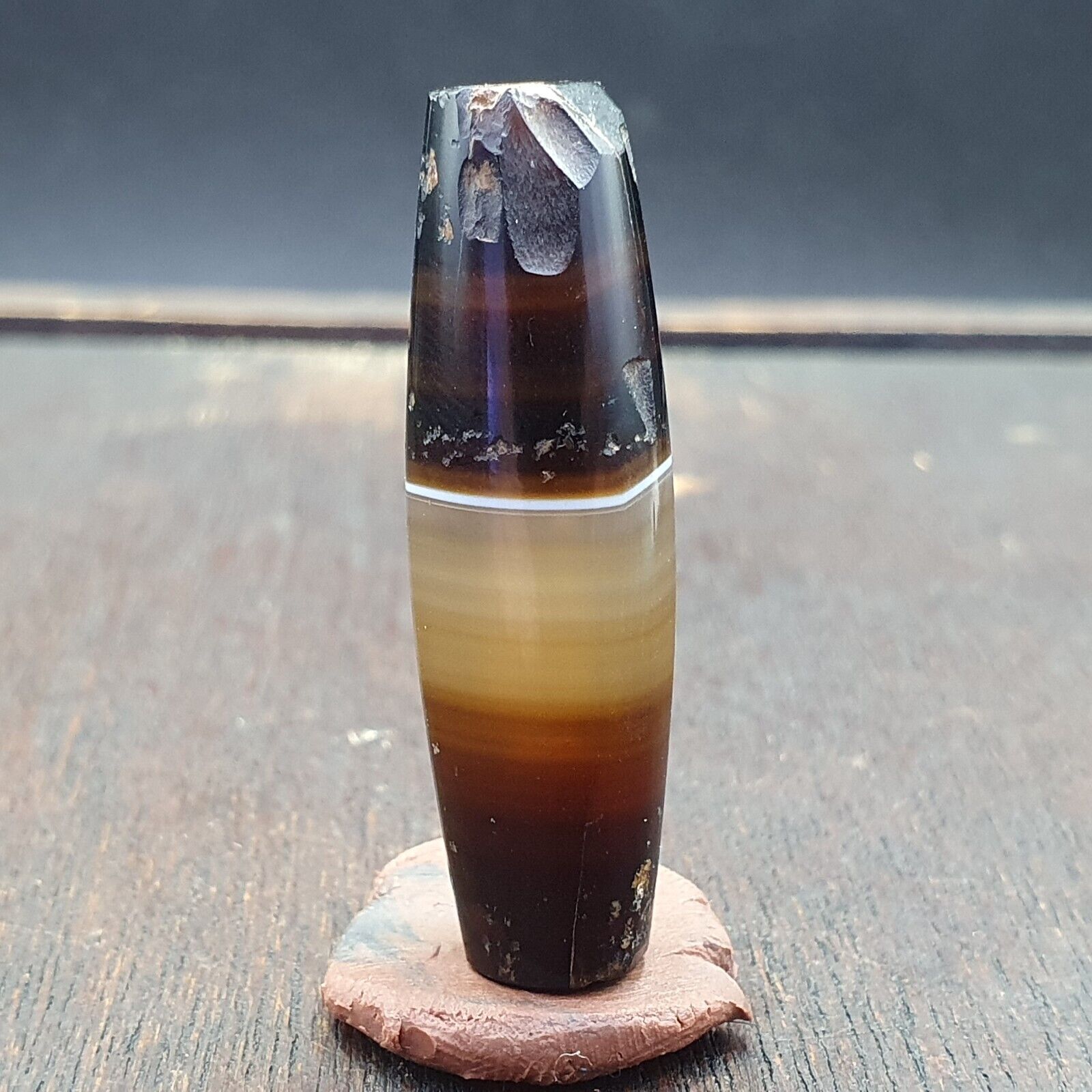 Antique Old Yemeni Agate Natural Rare pattern Banded Agate Bead 37.3mm BD-7-1