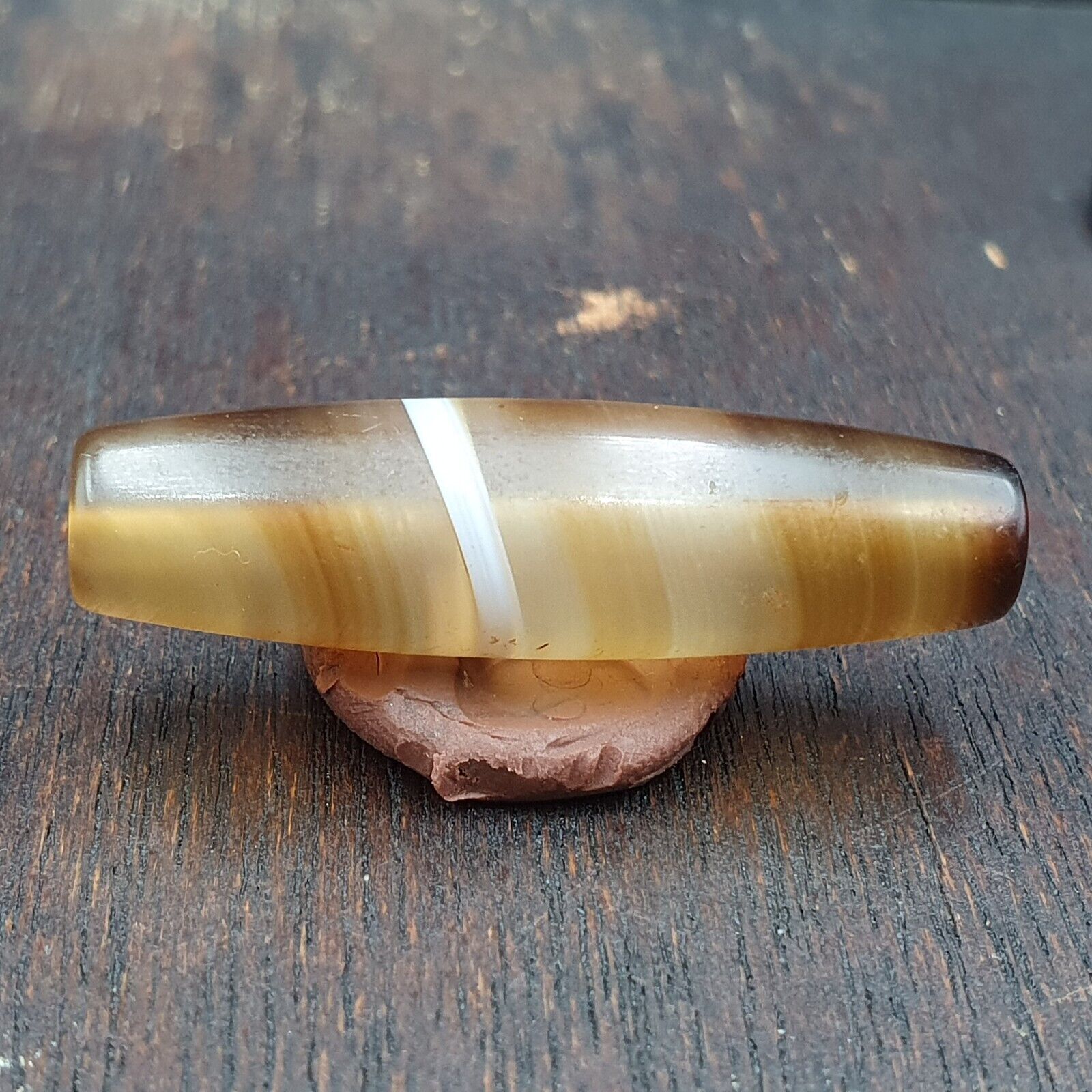 Antique Old Yemeni Agate Natural Rare pattern Banded Agate Bead 36.7mm BD-9