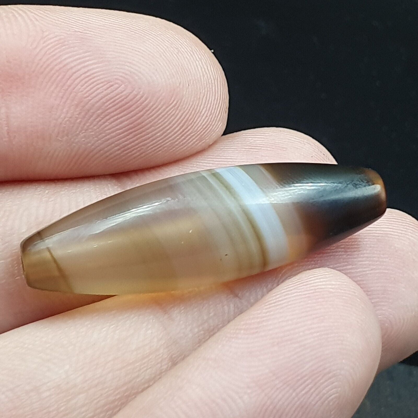 Antique Old Yemeni Agate Natural Rare pattern Banded Agate Bead 36mm BD-7-4