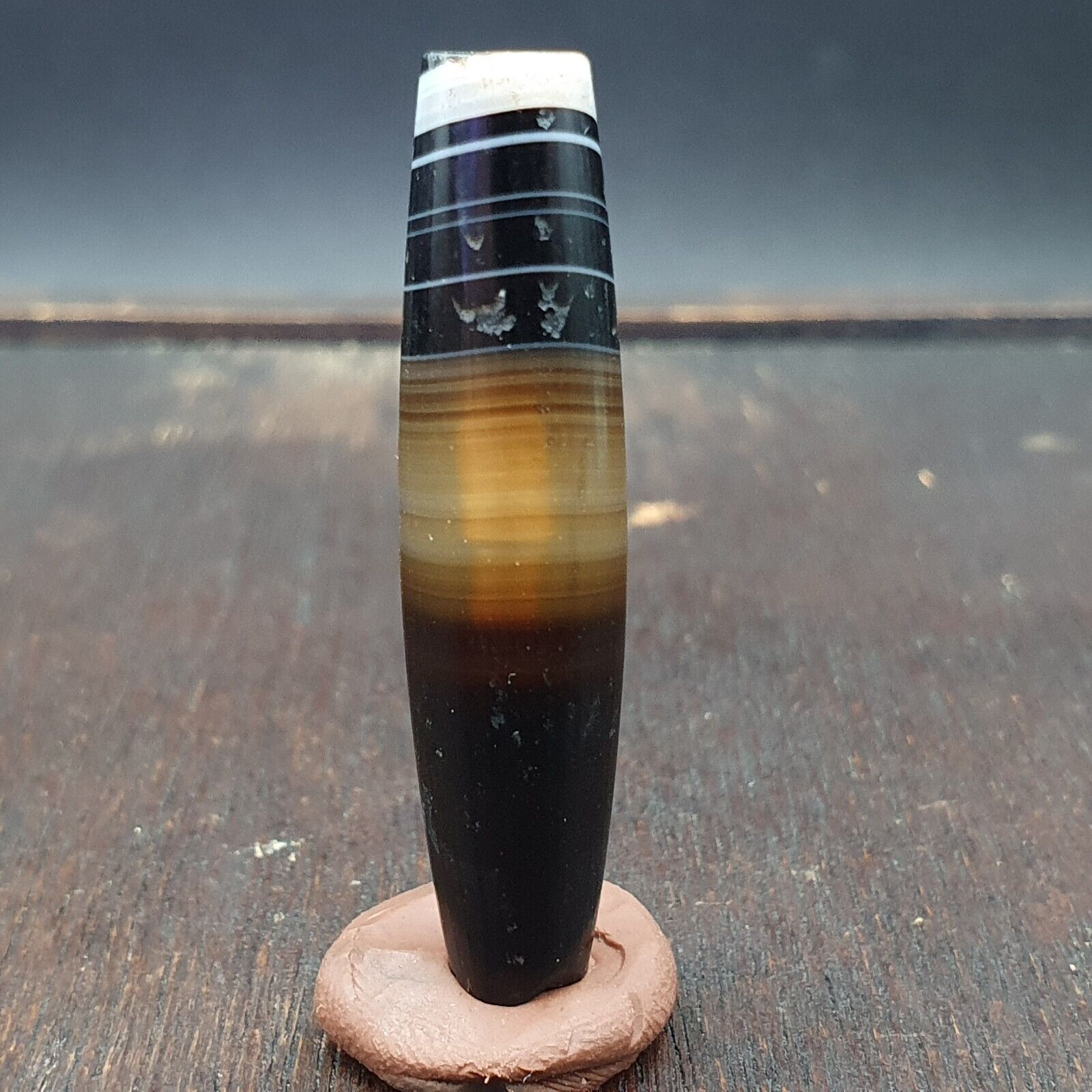 Antique Old Yemeni Agate Natural Rare pattern Banded Agate Bead 42.9mm BD-4